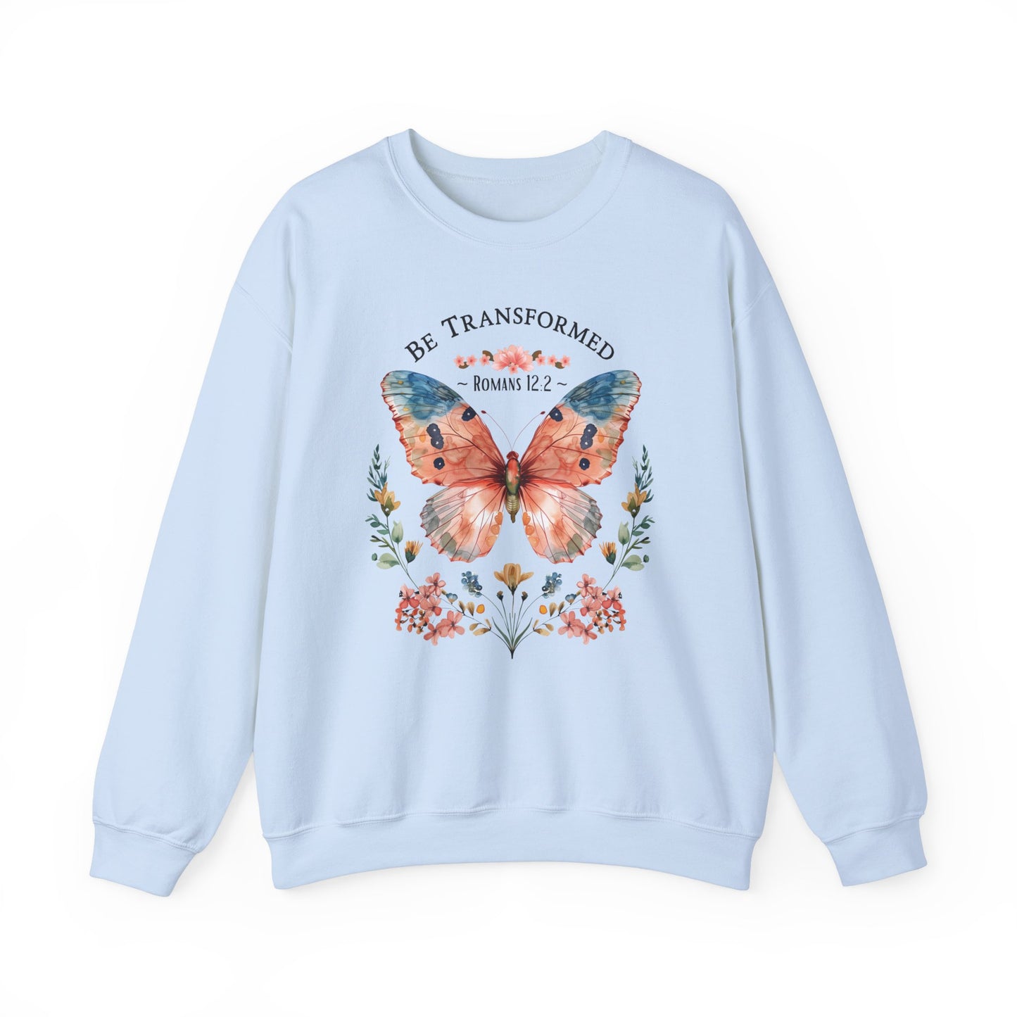 Be Transformed, Romans 12:2 Unisex Heavy Blend Crewneck Sweatshirt, Christian Merch, Christian Streetwear, Ministry Shirt, Faith Based Shirt, Praise Sweater