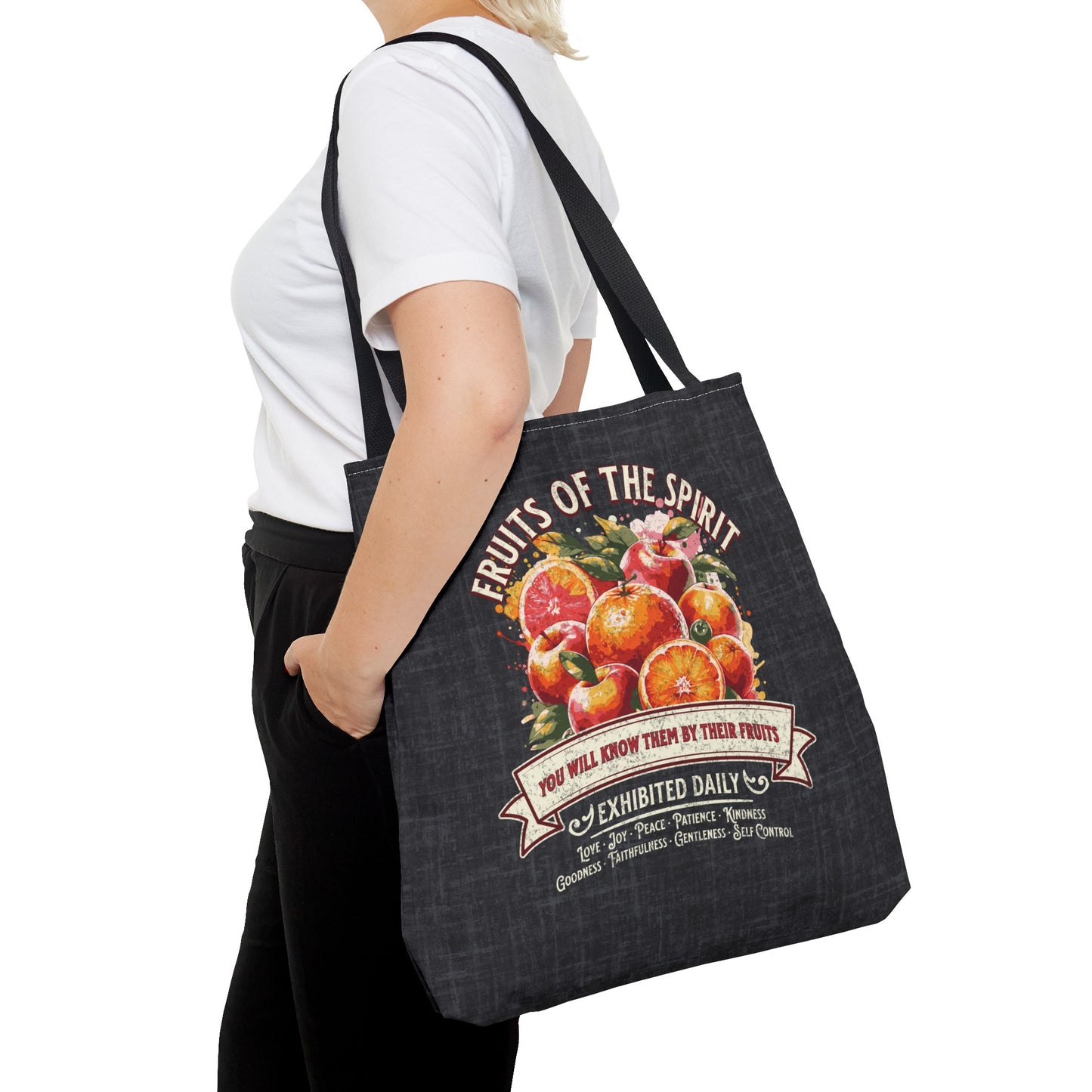 Fruits of the Spirit Tote Bag, Travel Bag, Bible Bag, Gift for Church Member, Book Bag, Getaway Bag, Vacation Bible School, Church Camp Bag