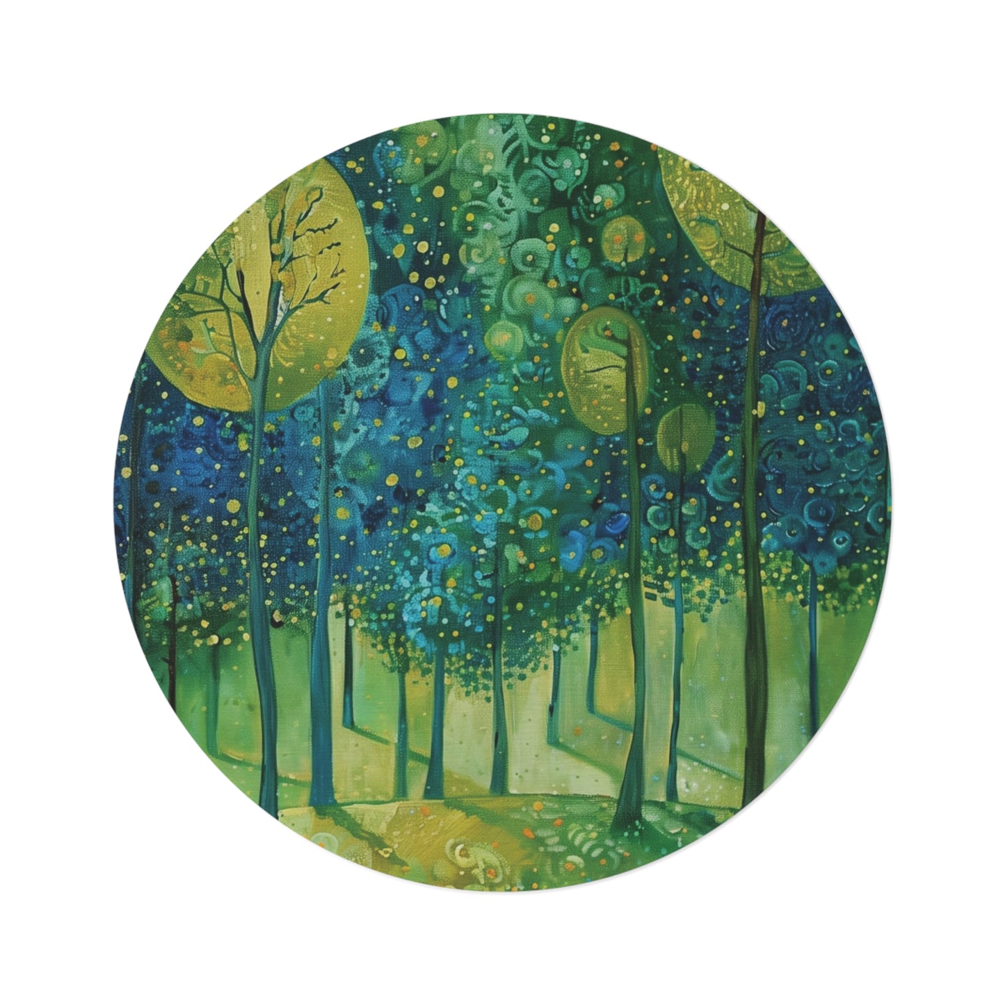 Woodland Floral Botanical Round Area Rug, Funky, Colorful Cool Unique Area Rugs, Unique 60" Round Rug, Custom Print Available