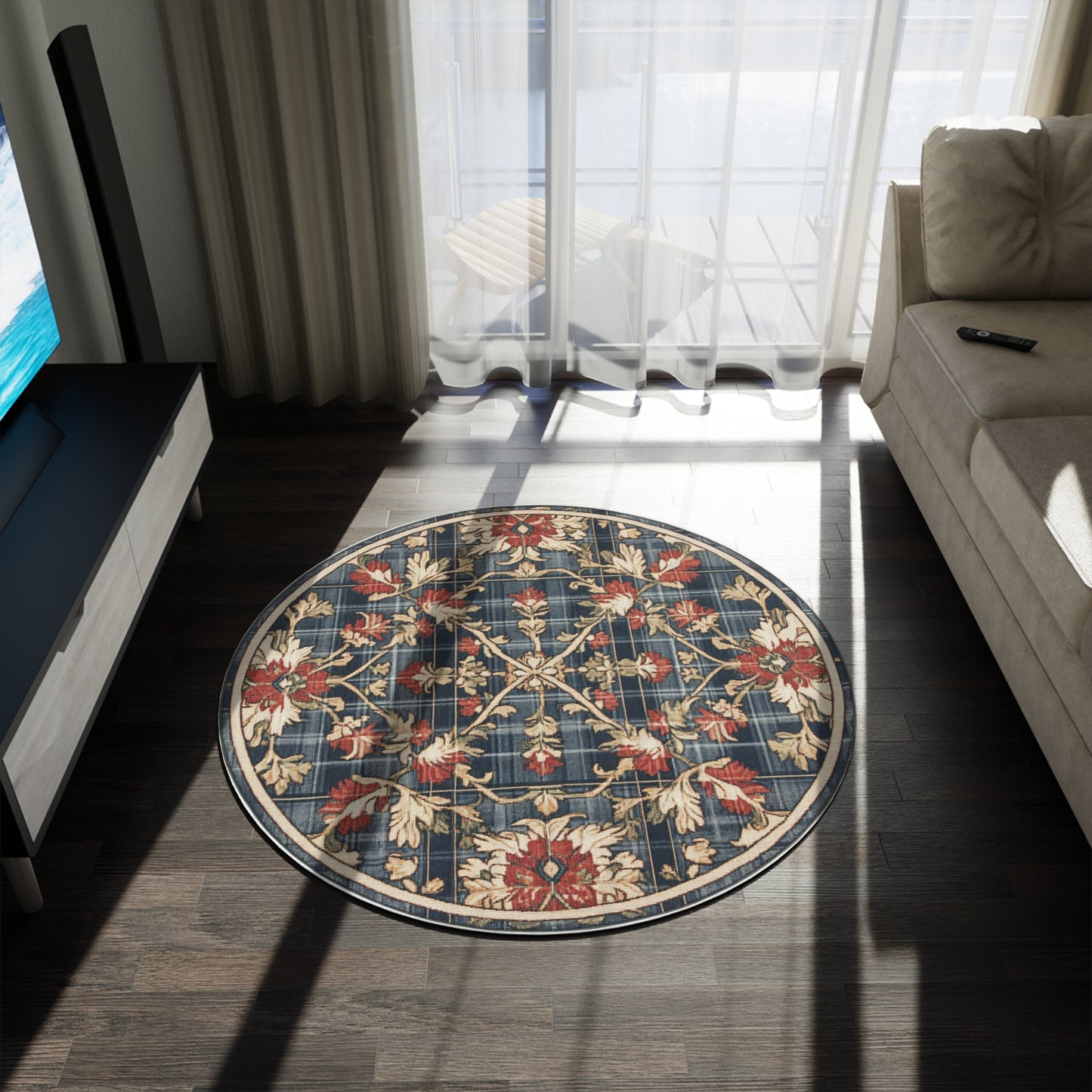 William Morris Inspired Round Area Rug, Traditional, Colorful Cool Unique Area Rugs, Unique 60" Round Rug, Custom Print Available