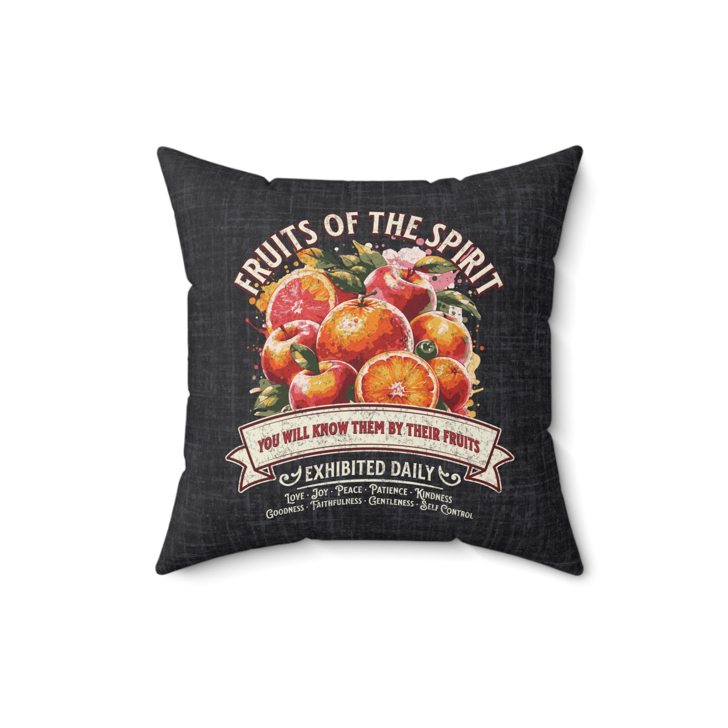 Fruits of the Spirit Spun Polyester Square Pillow, Christian Throw Pillow, Christian Home Décor Gifts, Faith Based Décor, Bible Verse Décor, Gift for Church Member