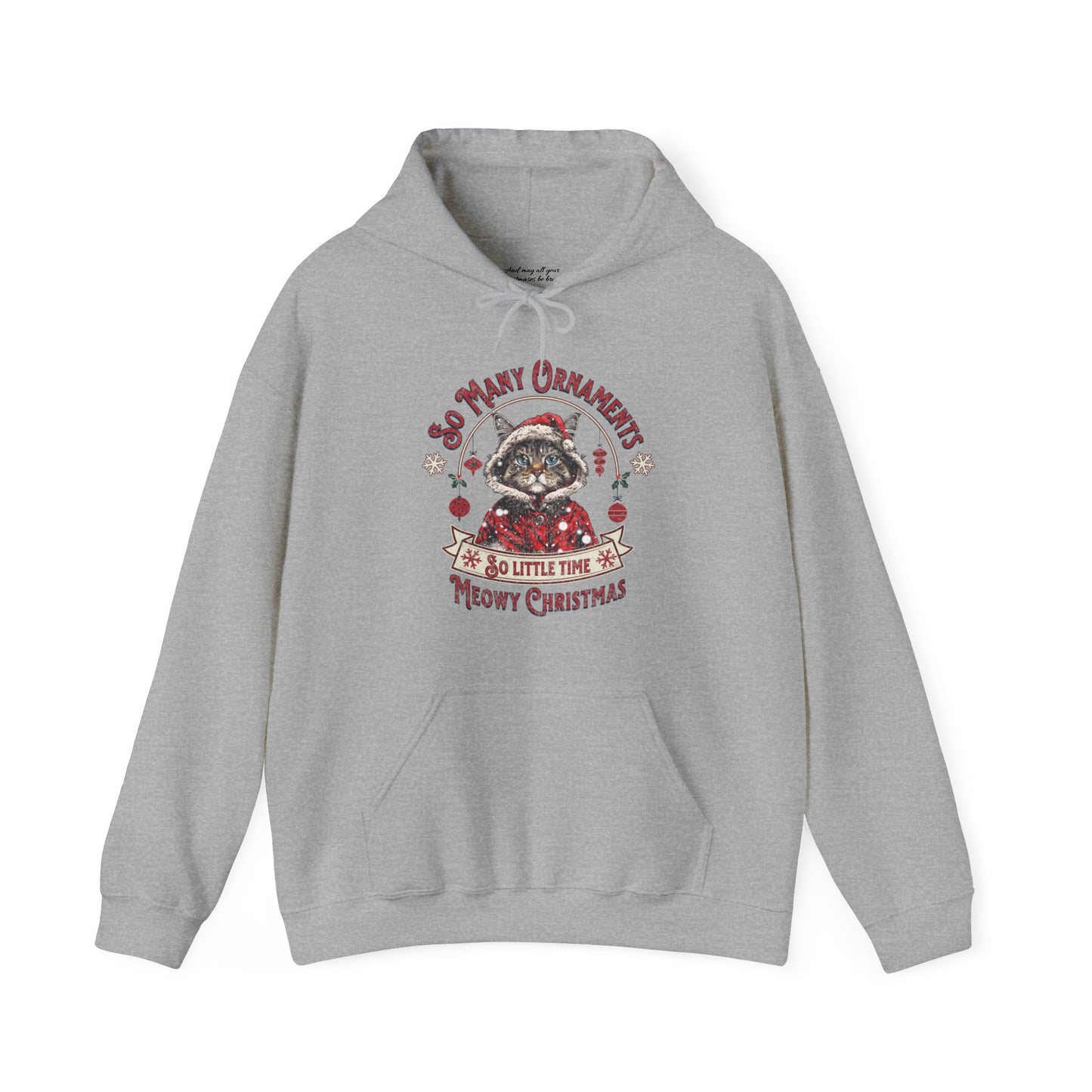 Meowy Christmas Cat Hoodie, Unisex Heavy Blend, Cat Themed Gifts, Funny Cat Shirt, Calico Cat Sweater, Cat Mom Sweatshirt