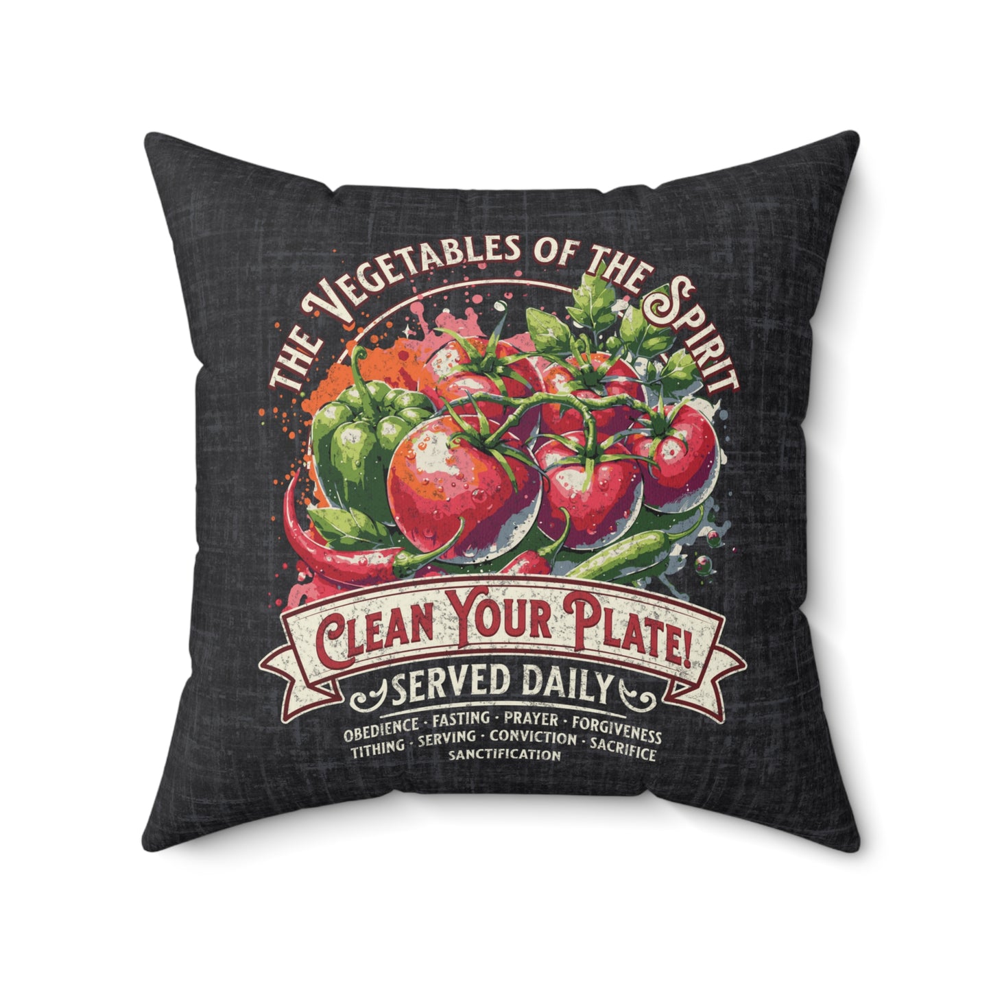Vegetables of the Spirit Spun Polyester Square Pillow, Humorous Christian Throw Pillow, Christian Home Décor Gifts, Faith Based Décor, Bible Verse Décor, Gift for Church Member