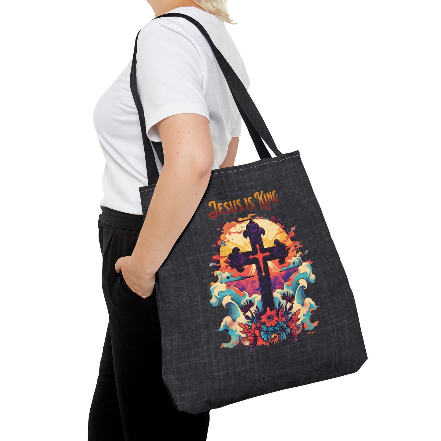 Jesus is King Tote Bag, Christian Merch, The Way the Truth the Life, Travel Bag, Bible Bag, , Book Bag, Getaway Bag, Secret Santa Gift, Gift for Church People
