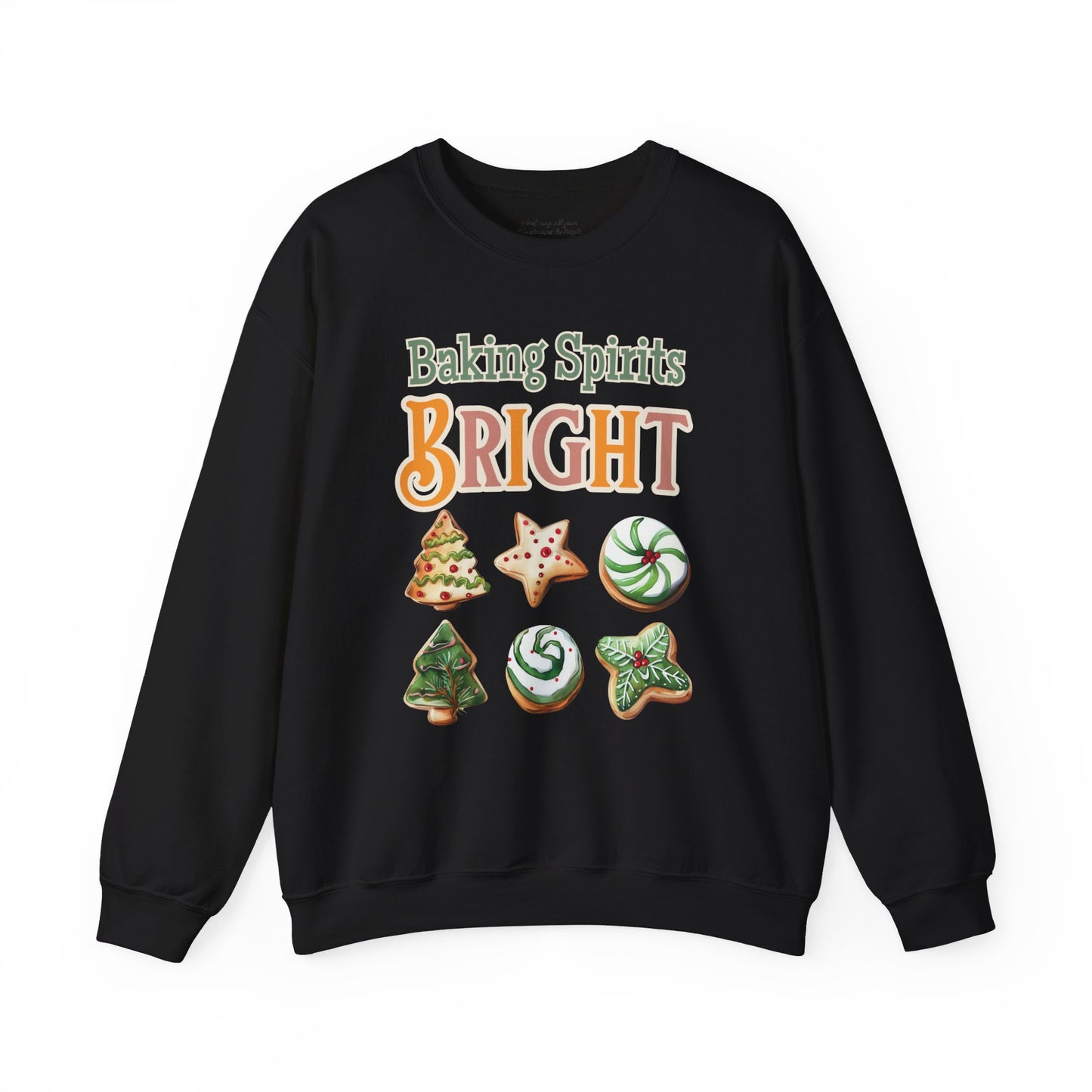 Baking Spirits Bright Cookie Sweatshirt, Unisex Heavy Blend™ Crewneck, Christmas Cookie, Baking Lover Gifts, Presents for Mom, Punny Shirt