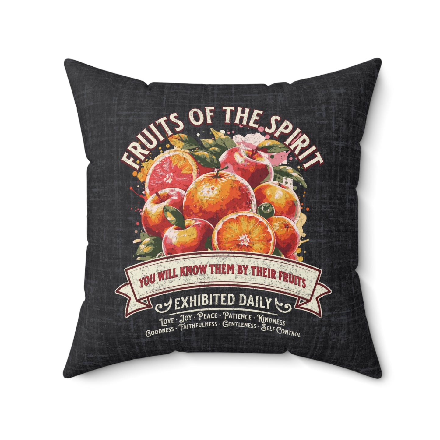 Fruits of the Spirit Spun Polyester Square Pillow, Christian Throw Pillow, Christian Home Décor Gifts, Faith Based Décor, Bible Verse Décor, Gift for Church Member