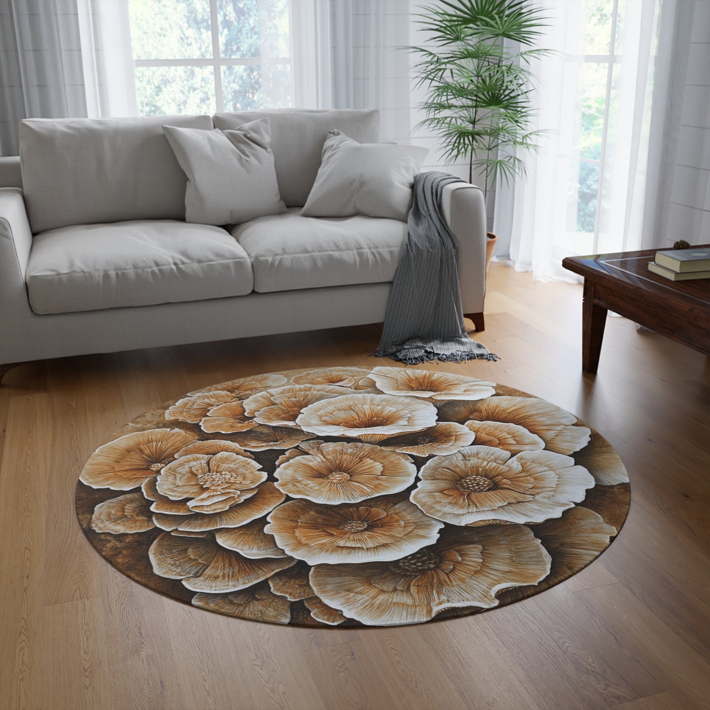 Round Mushroom Area Rug, Funky & Unique Fairycore Area Rugs, Unique 60" Round Rug, Custom Print Available