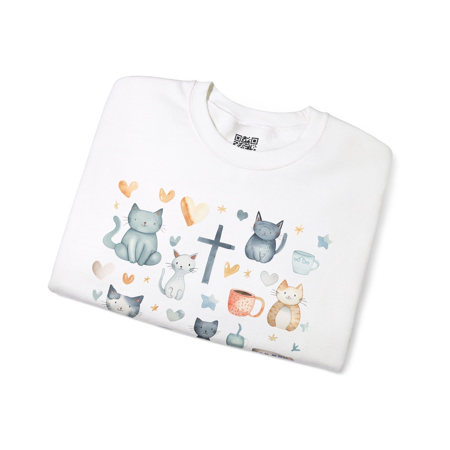 Jesus, Cats, and Coffee Unisex Heavy Blend Crewneck Sweatshirt, Christian Merch, Christian Streetwear, Ministry Shirt, Faith Based Shirt, Jesus Apparel