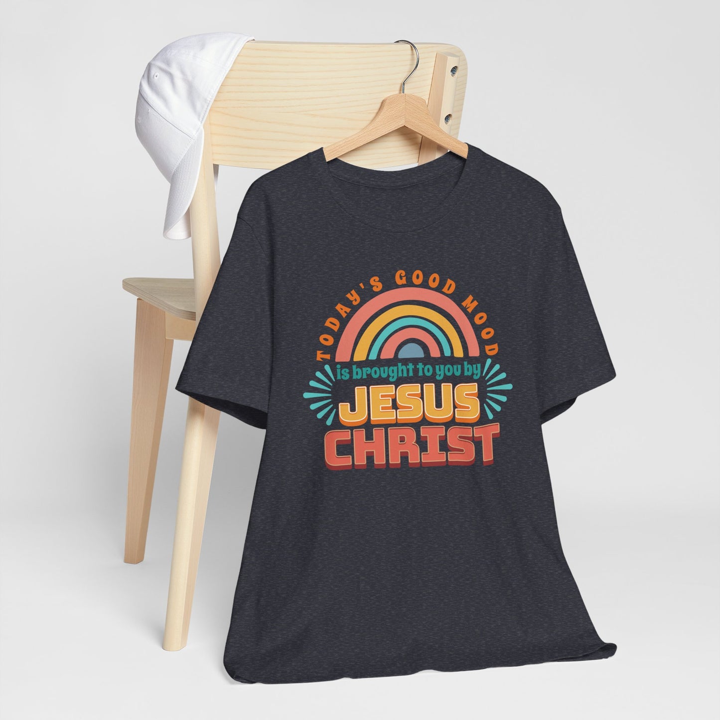 Today's Good Mood is Brought to You by Jesus Christ Unisex Jersey Short Sleeve Tee, Christian Merch, Jesus Loves You, Faith Based Shirt, Christian Apparel, Jesus Apparel