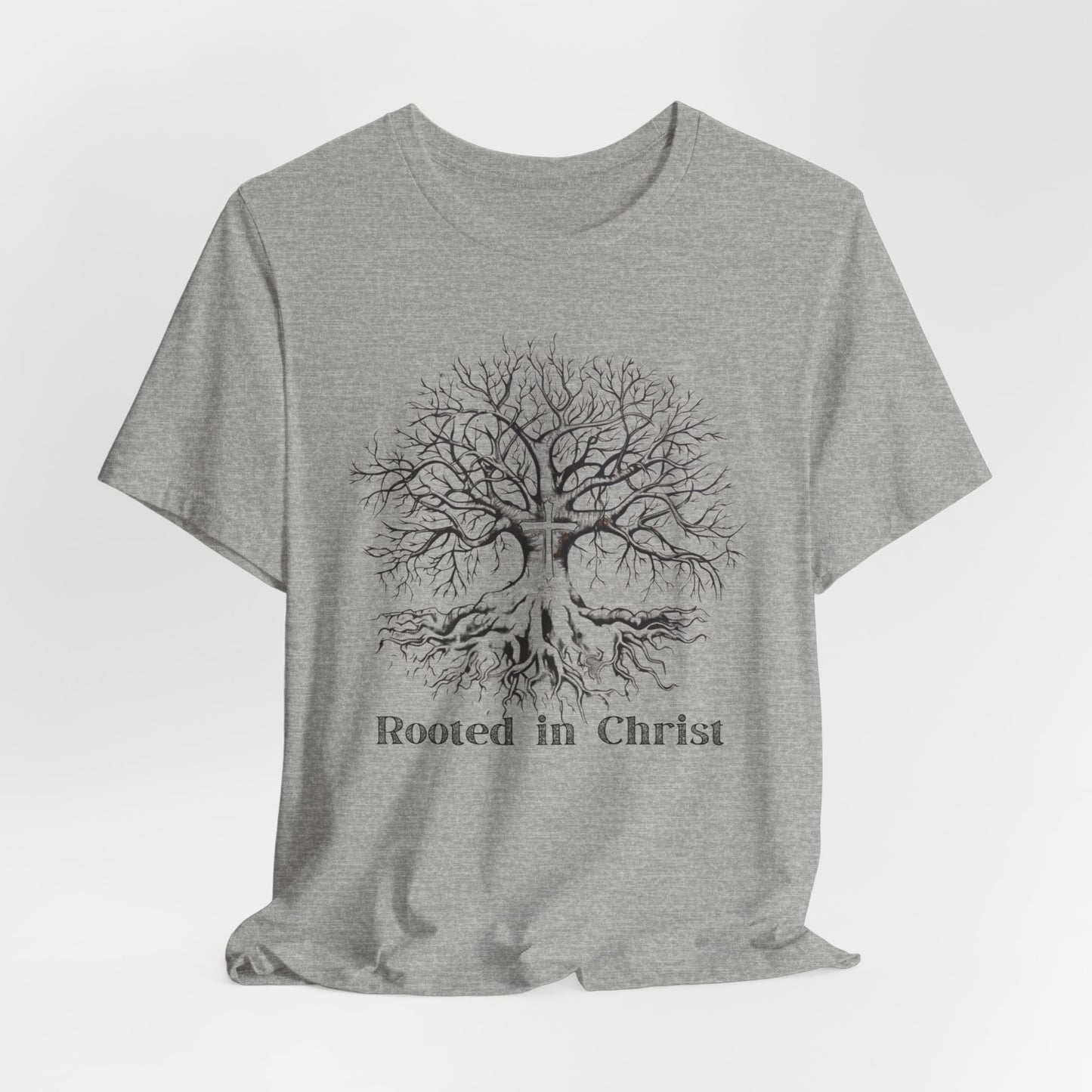 Rooted in Christ Unisex Jersey Short Sleeve Tee, Christian Merch, Jesus Loves You, Faith Based Shirt, Christian Apparel, Jesus Apparel