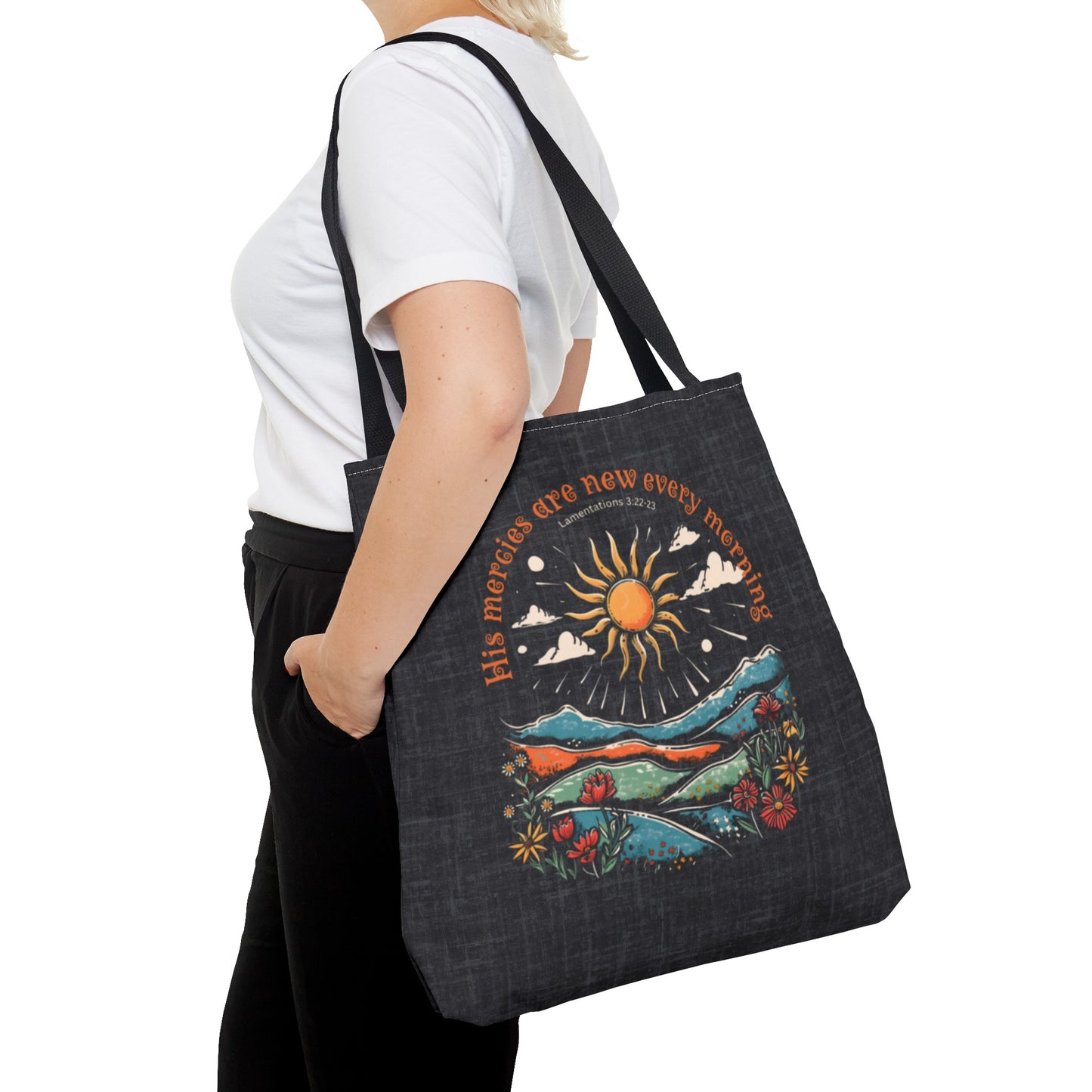 His Mercies are New Every Morning Tote Bag, Christian Merch, Gifts of the Holy Spirit, Travel Bag, Bible Bag, , Book Bag, Getaway Bag, Secret Santa Gift, Gift for Church People