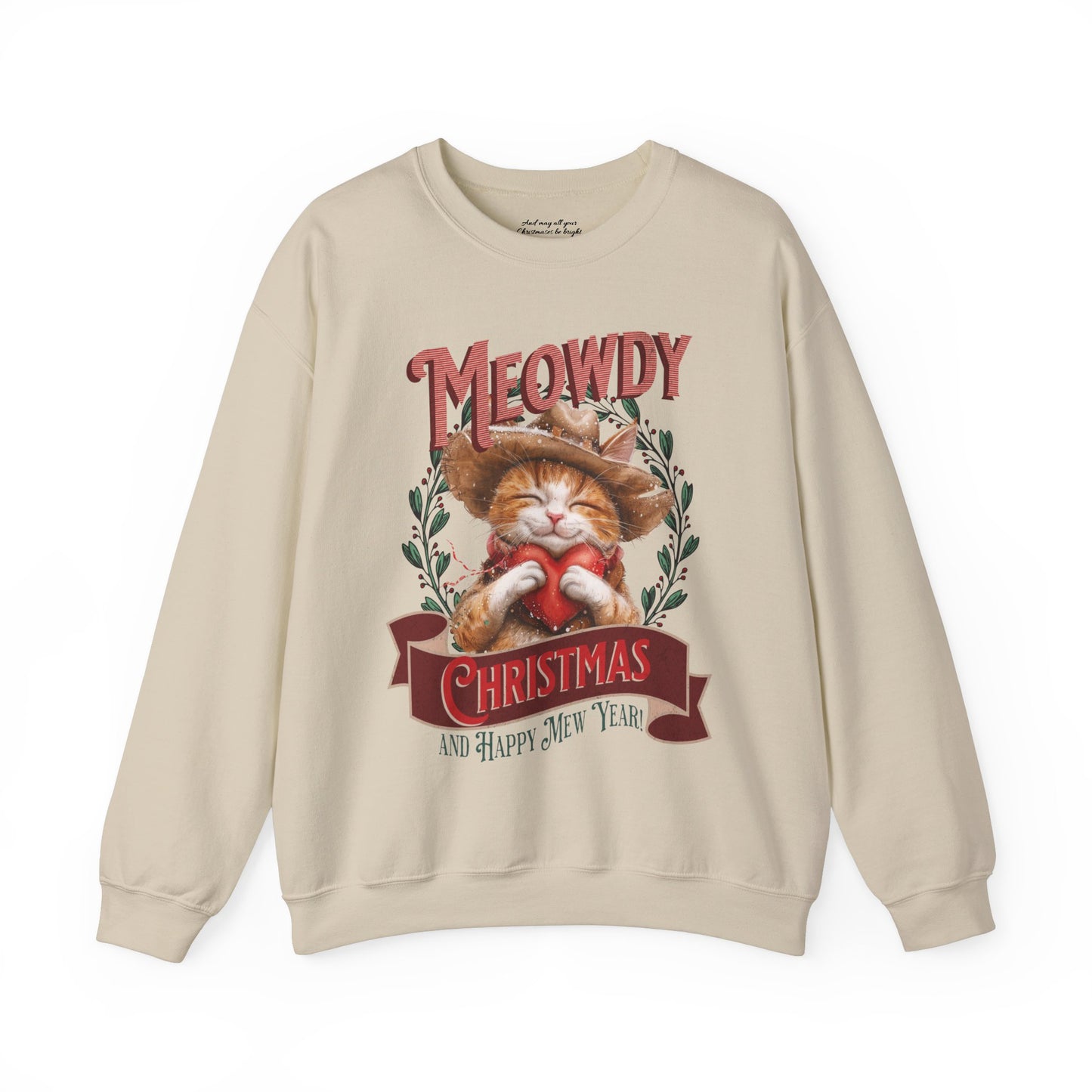 Meowdy Christmas Cat Sweatshirt, Unisex Heavy Blend™ Crewneck, Cat Themed Gifts, Funny Cat Shirt, Cool Cat Sweater, Cat Mom Sweatshirt