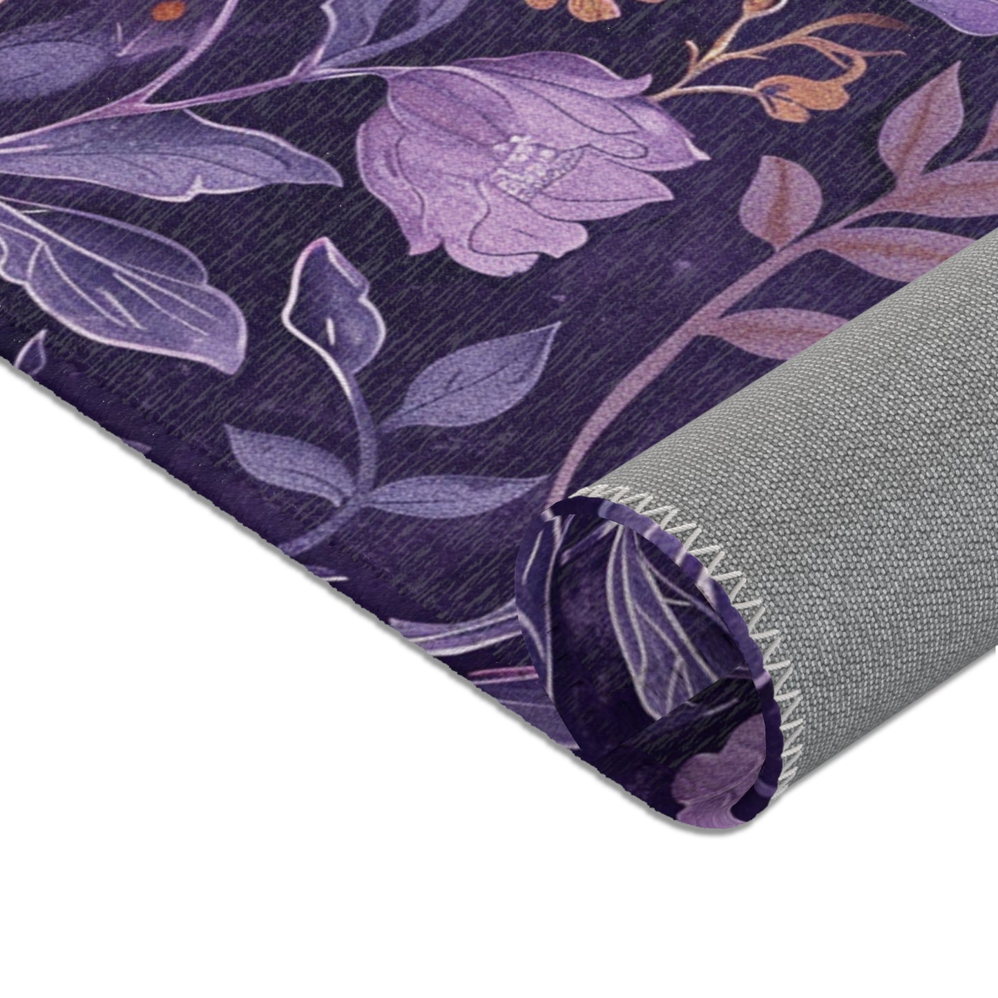 Modern Boho Floral Lavender Area Rug, Funky, Colorful, & Unique Area Rugs, Custom Print Rug Bathmat, 3 Sizes-24x36 in, 36x60 in and 48x72 in