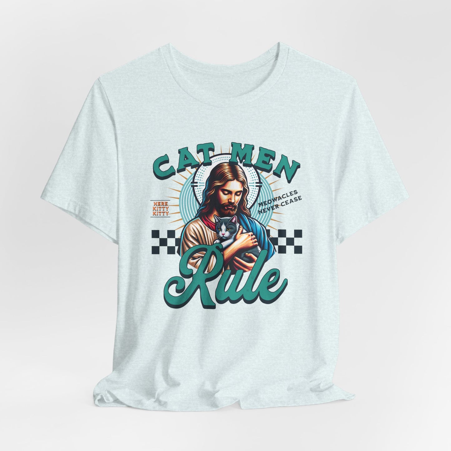 Cat Men Rule Jesus Tee, Cuddling Cat Christian Shirt, Unisex Christian T-Shirt, Funny Cat Lover Gift, Cat Dad Tee