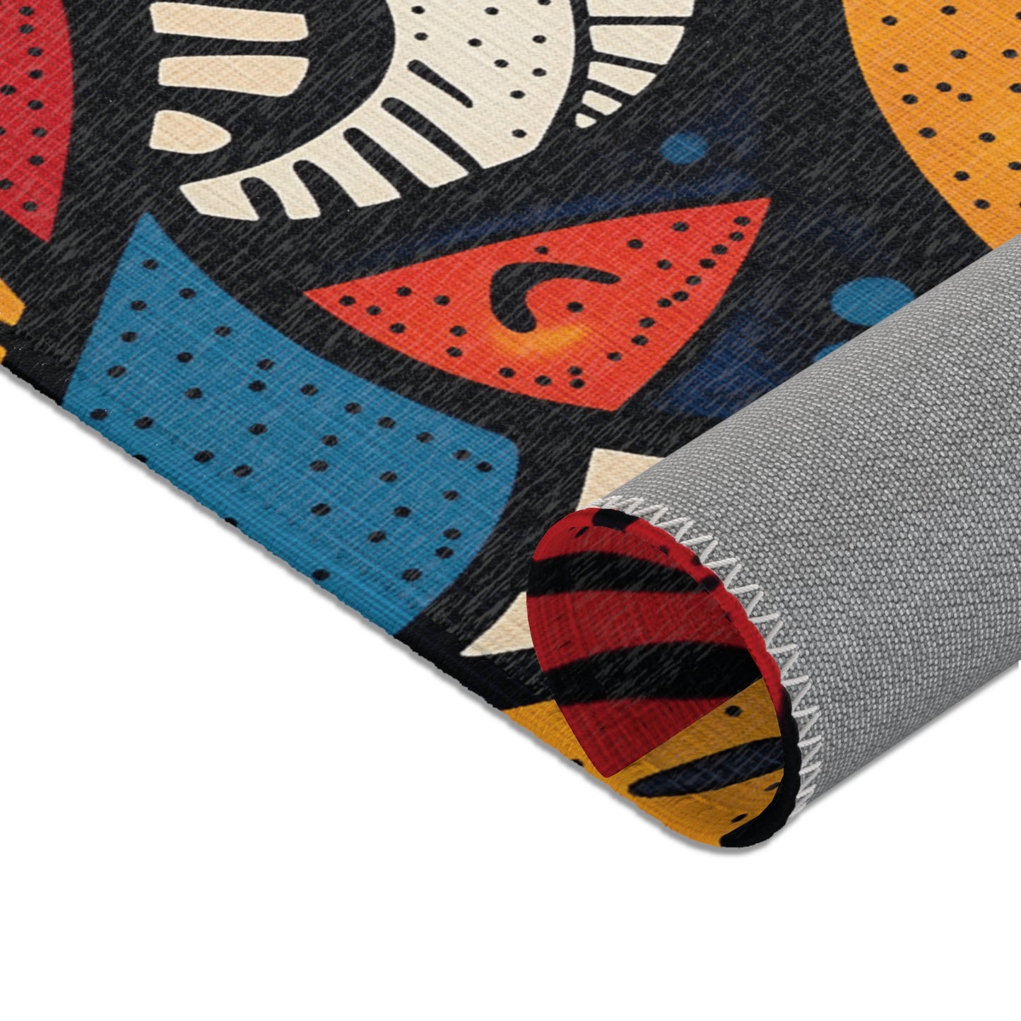 Modern Geometric Area Rug, Funky, Off White, & Unique Area Rugs, Custom Print Rug or Bathmat, 3 Sizes - 24x36 in, 36x60 in and 48x72 in
