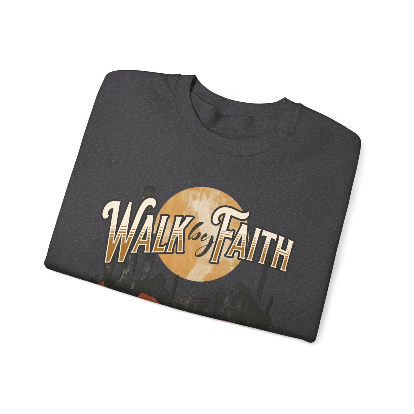 Walk by Faith Sweatshirt, Unisex Heavy Blend Crewneck, Jesus is the Reason, Jesus is King, Christian Merch, Glory to God