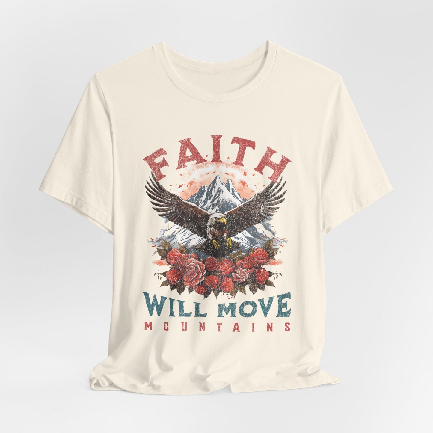 Faith Will Move Mountains T-Shirt - Unisex Jersey Short Sleeve Tee, Christian Merch, Christian Streetwear, Faith Based Shirt, Jesus Apparel
