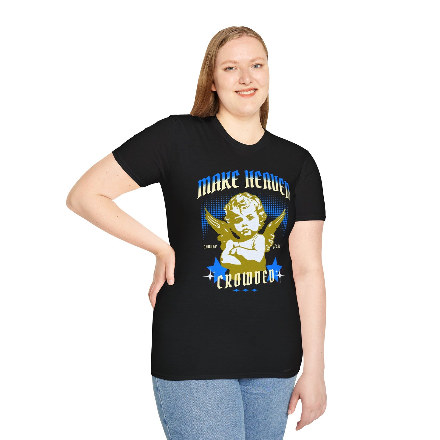 Make Heaven Crowded Unisex Softstyle T-Shirt - Christian Streetwear, Jesus Apparel, Religious Clothing, Spiritual Merch, Faith Based Shirt
