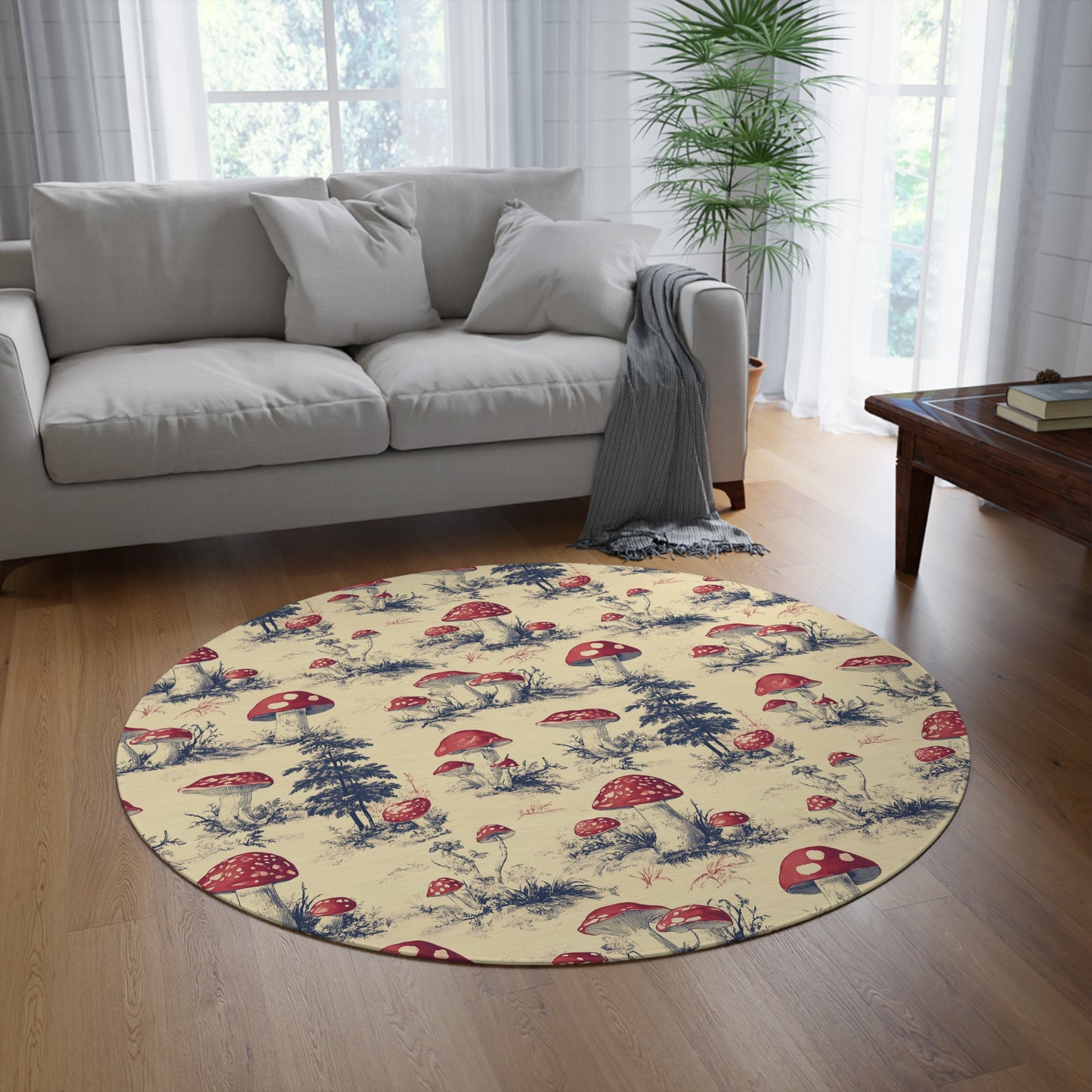 Copy of Copy of Mushroom Round Area Rug, Funky, Colorful & Unique Fairycore Area Rugs, Unique 60" Round Rug, Custom Print Available
