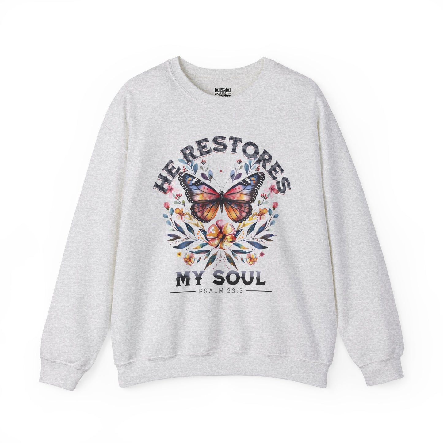 He Restores My Soul Unisex Heavy Blend Crewneck Sweatshirt, Christian Merch, Christian Streetwear, Ministry Shirt, Faith Based Shirt, Jesus Apparel