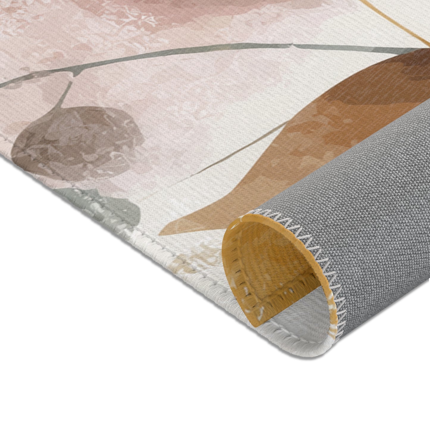 Modern Floral Boho Area Rug, Funky, Off White, & Unique Area Rugs, Custom Print Rug or Bathmat, 3 Sizes - 24x36 in, 36x60 in and 48x72 in