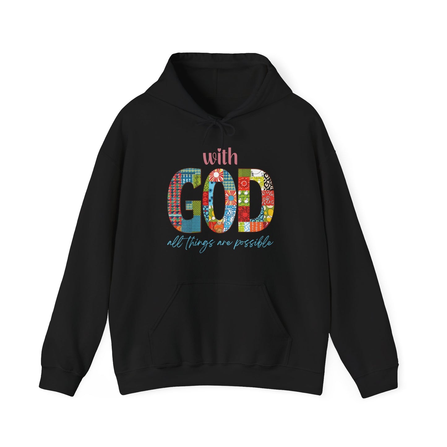 With God all Things are Possible Unisex Heavy Blend™ Hooded Sweatshirt, Christian Merch, Christian Streetwear, Ministry Shirt, Faith Based Shirt, Praise Hoodie