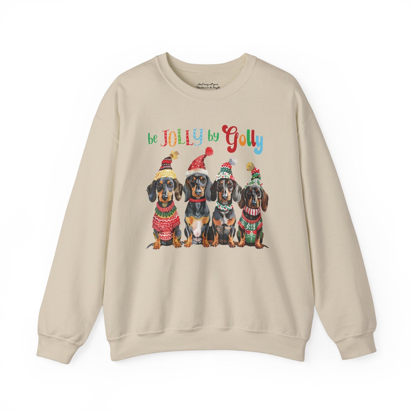Be Jolly by Golly Dachshund Christmas Sweatshirt, Unisex Heavy Blend™ Crewneck, Dog People, Veterinarian Gift, Dog Christmas Secret Santa