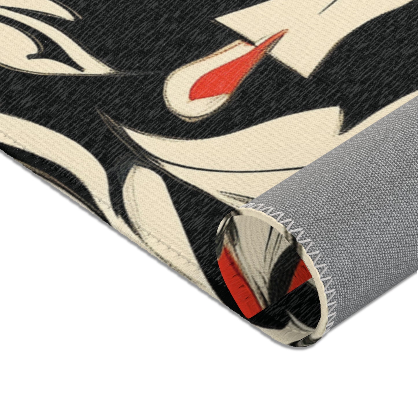 Modern Floral Boho Area Rug, Funky, Off White, & Unique Area Rugs, Custom Print Rug or Bathmat, 3 Sizes - 24x36 in, 36x60 in and 48x72 in