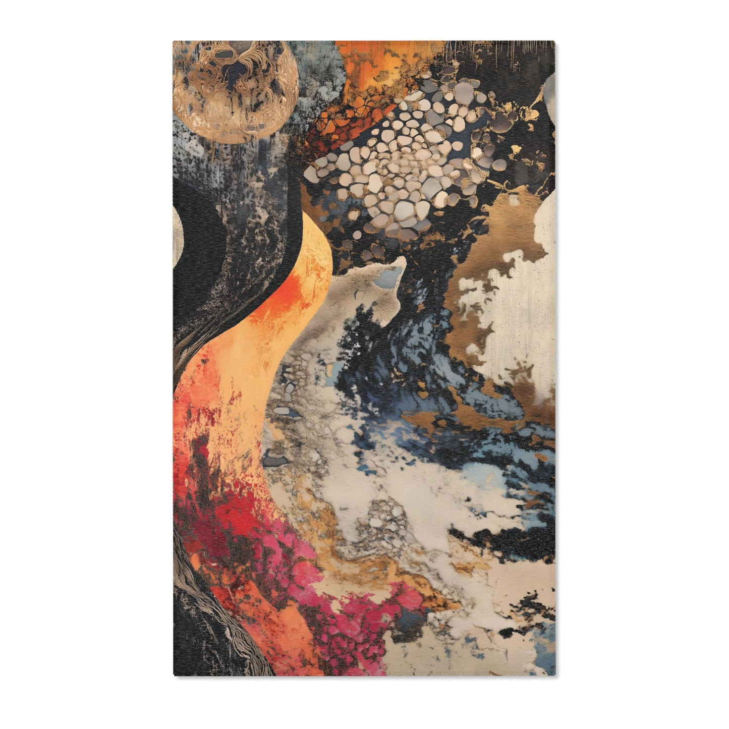 Flowing Abstract Art Area Rug, Funky, Colorful, & Unique Area Rugs, Custom Print Rug or Bathmat, 3 Sizes - 24x36 in, 36x60 in and 48x72 in