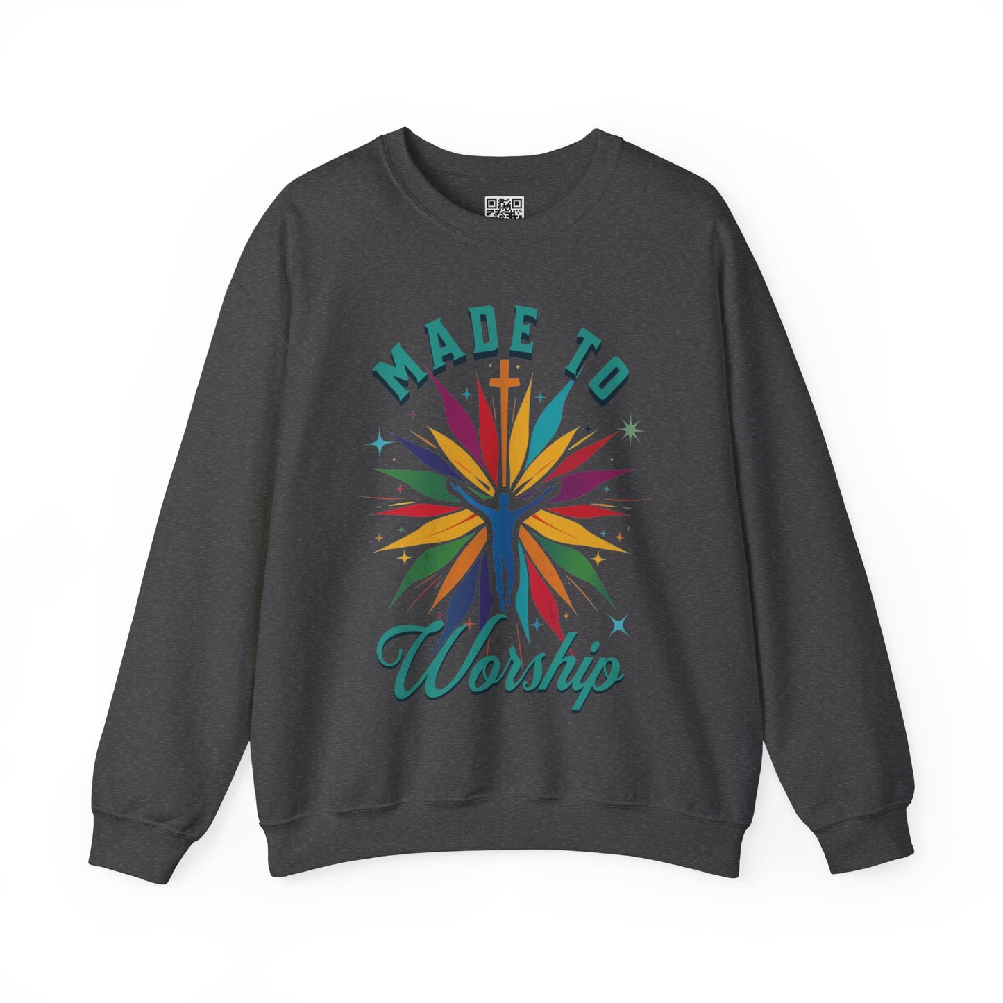 Made to Worship Unisex Heavy Blend Crewneck Sweatshirt, Christian Merch, Christian Streetwear, Ministry Shirt, Faith Based Shirt, Jesus Apparel