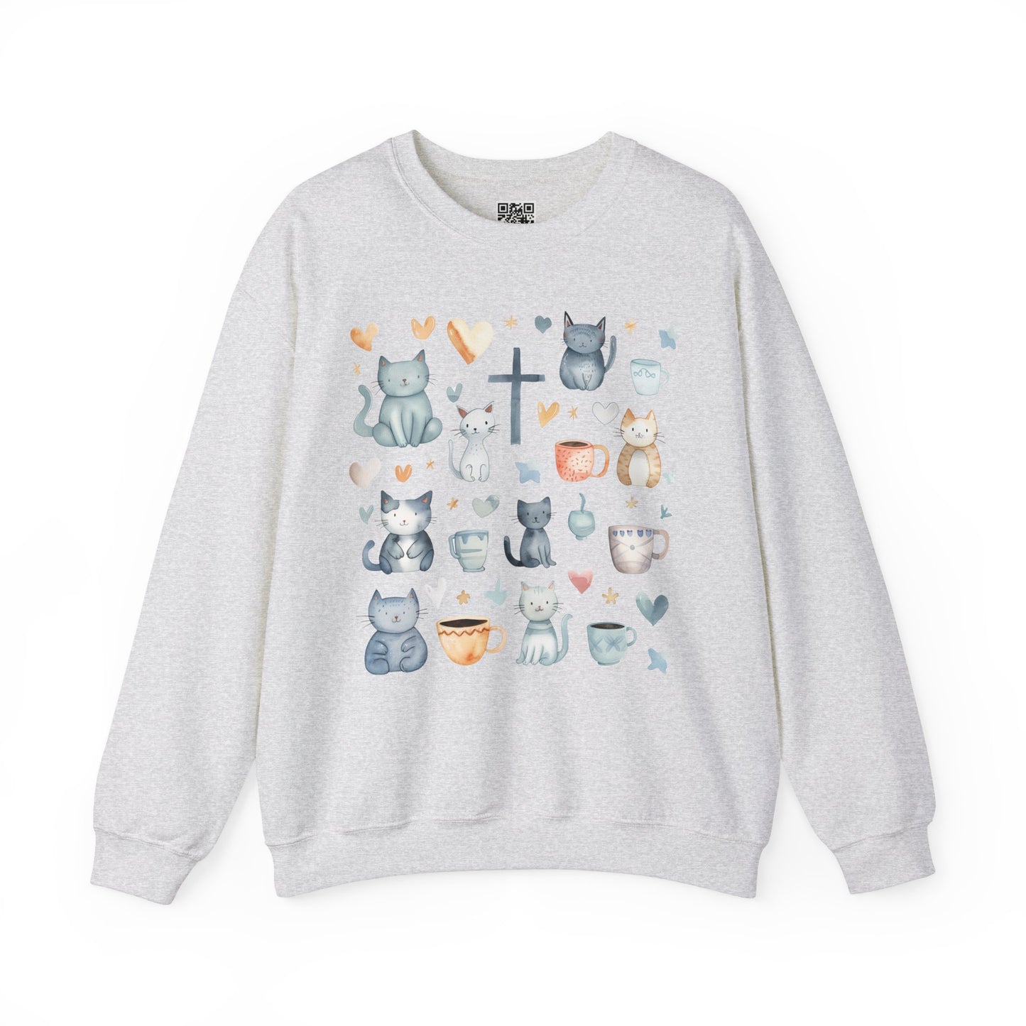 Jesus, Cats, and Coffee Unisex Heavy Blend Crewneck Sweatshirt, Christian Merch, Christian Streetwear, Ministry Shirt, Faith Based Shirt, Jesus Apparel