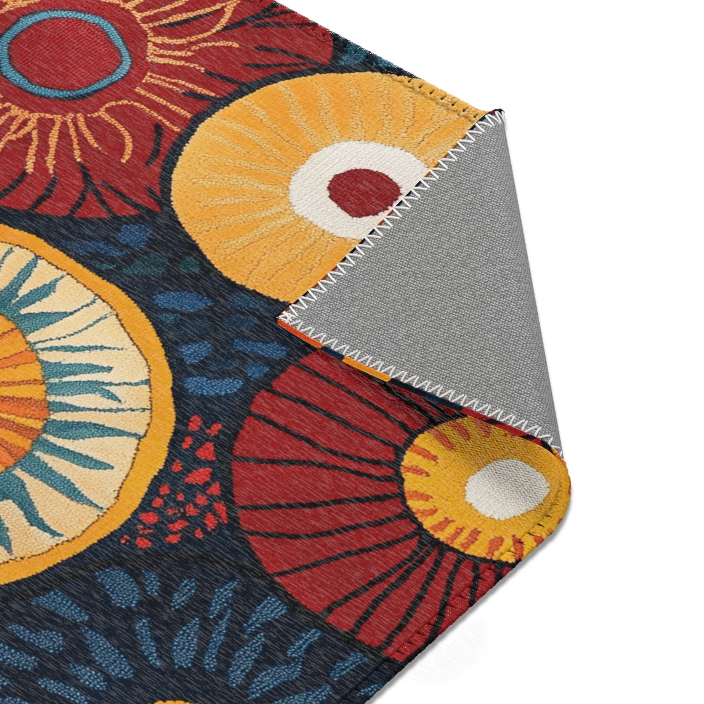 Modern Boho Circle Area Rug, Funky, Colorful, & Unique Area Rugs, Custom Print Rug Bathmat Doormat, 3 Sizes-24x36 in, 36x60 in and 48x72 in