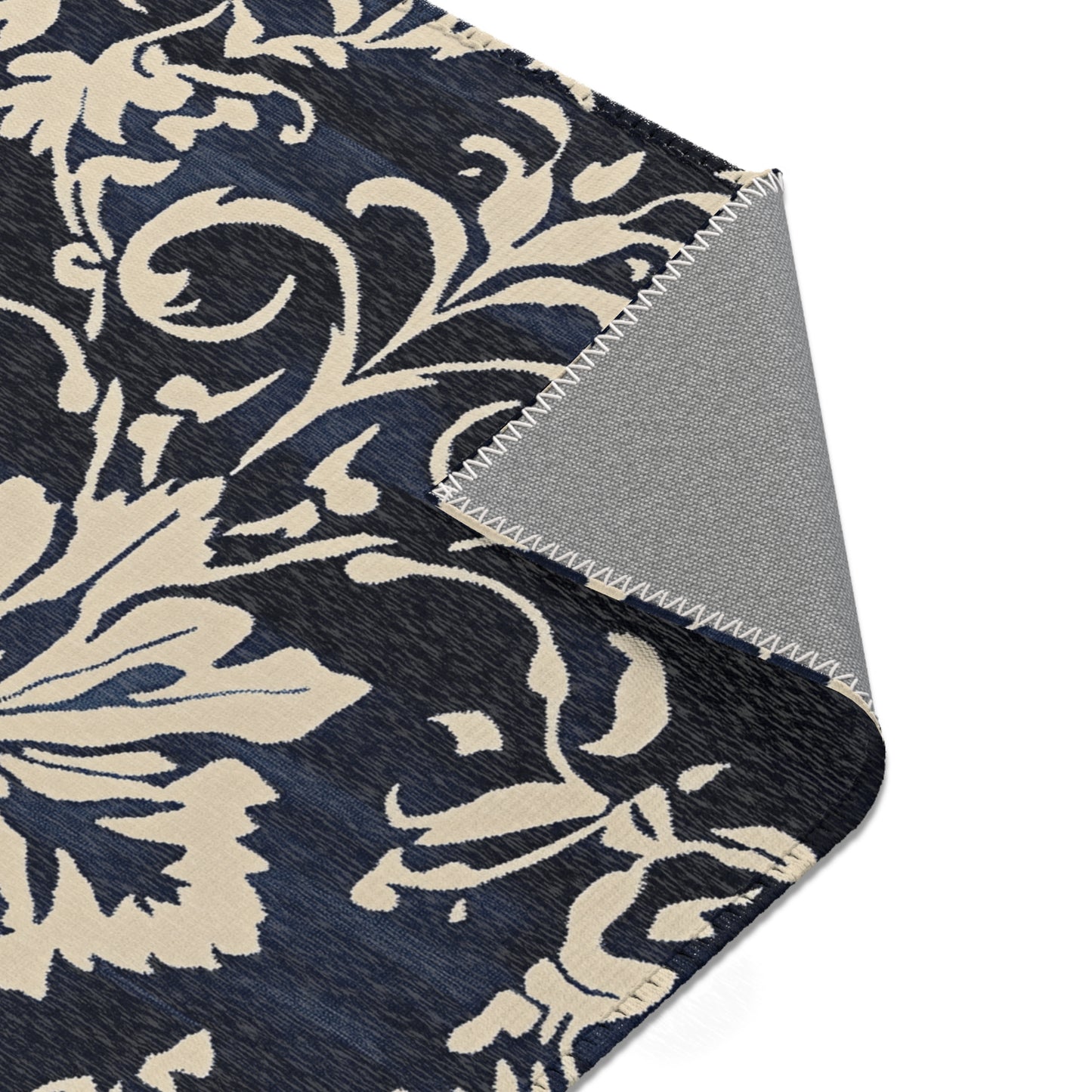 Modern Boho Floral Navy Area Rug, Funky, Colorful, & Unique Area Rugs, Custom Print Rug Bathmat, 3 Sizes-24x36 in, 36x60 in and 48x72 in