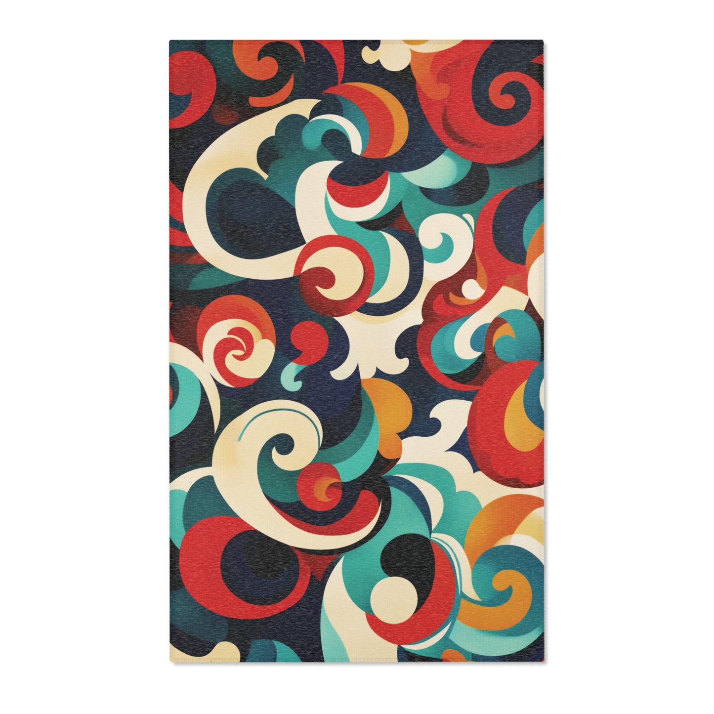 Modern Floral Boho Area Rug, Funky, Off White, & Unique Area Rugs, Custom Print Rug or Bathmat, 3 Sizes - 24x36 in, 36x60 in and 48x72 in