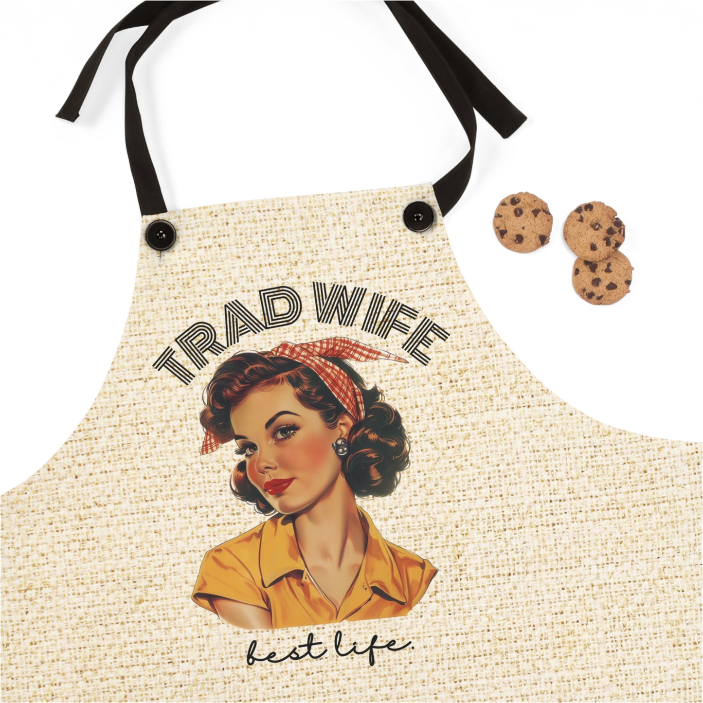 Trad Wife Apron (AOP), Cute Housewife Apron, Vintage Homemaker Kitchen Accessories, Gifts for Traditional Women, Wifely Cooking Gifts