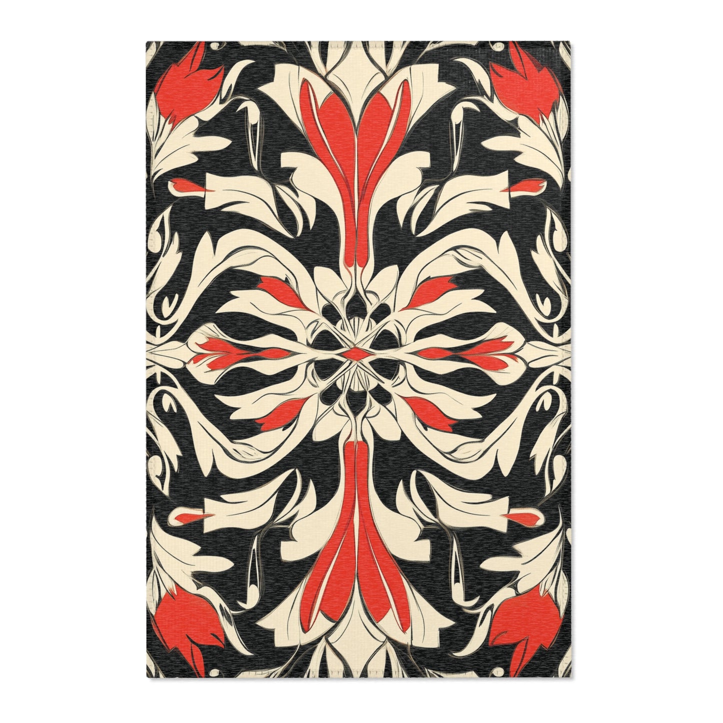 Modern Floral Boho Area Rug, Funky, Off White, & Unique Area Rugs, Custom Print Rug or Bathmat, 3 Sizes - 24x36 in, 36x60 in and 48x72 in