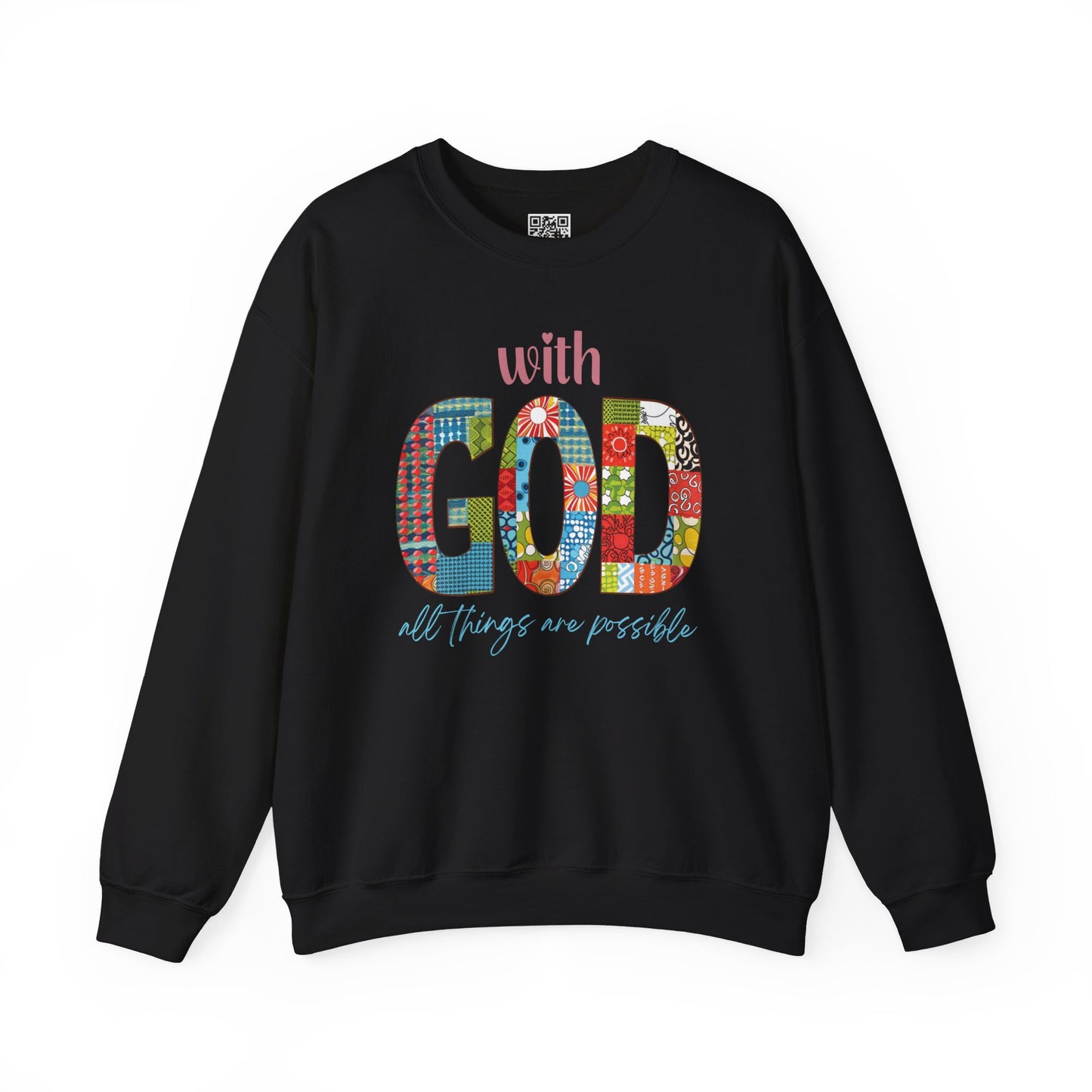 With God all Things are Possible Unisex Heavy Blend Crewneck Sweatshirt, Christian Merch, Christian Streetwear, Ministry Shirt, Faith Based Shirt, Jesus Apparel