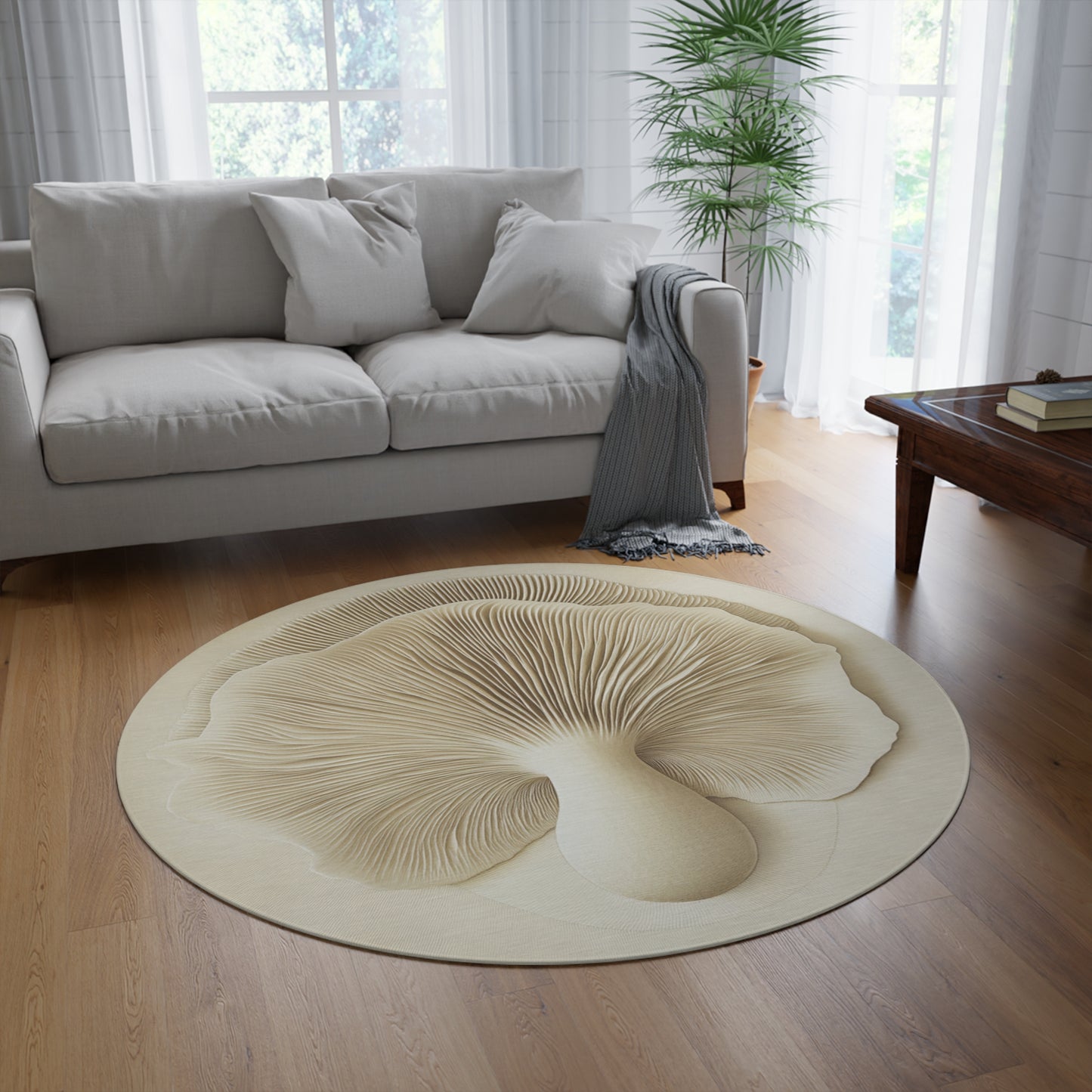Round Mushroom Area Rug, Funky & Unique Fairycore Area Rugs, Unique 60" Round Rug, Custom Print Available