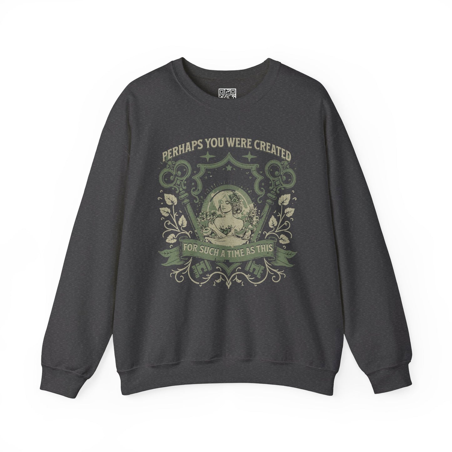 Perhaps you were Created for Such a Time as This Unisex Heavy Blend Crewneck Sweatshirt, Christian Merch, Christian Streetwear, Ministry Shirt, Faith Based Shirt, Jesus Apparel