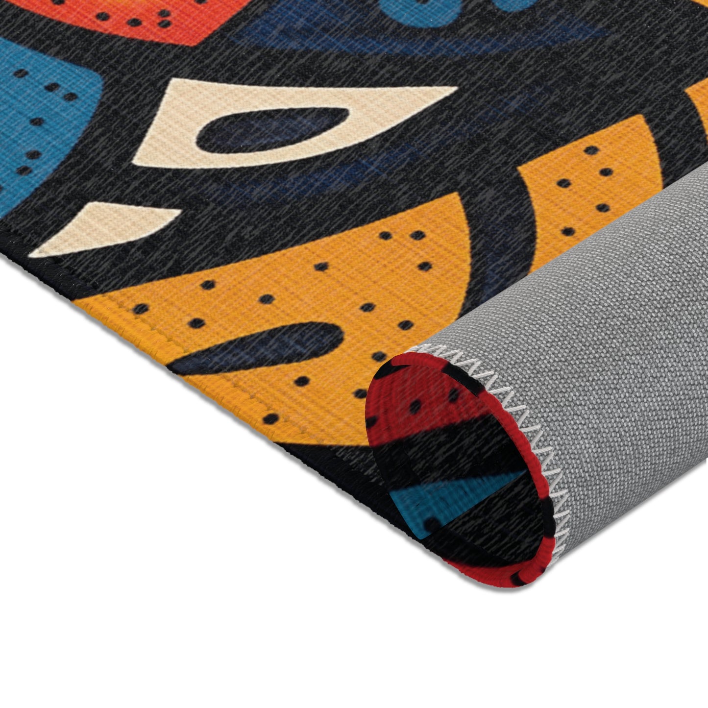 Modern Geometric Area Rug, Funky, Off White, & Unique Area Rugs, Custom Print Rug or Bathmat, 3 Sizes - 24x36 in, 36x60 in and 48x72 in