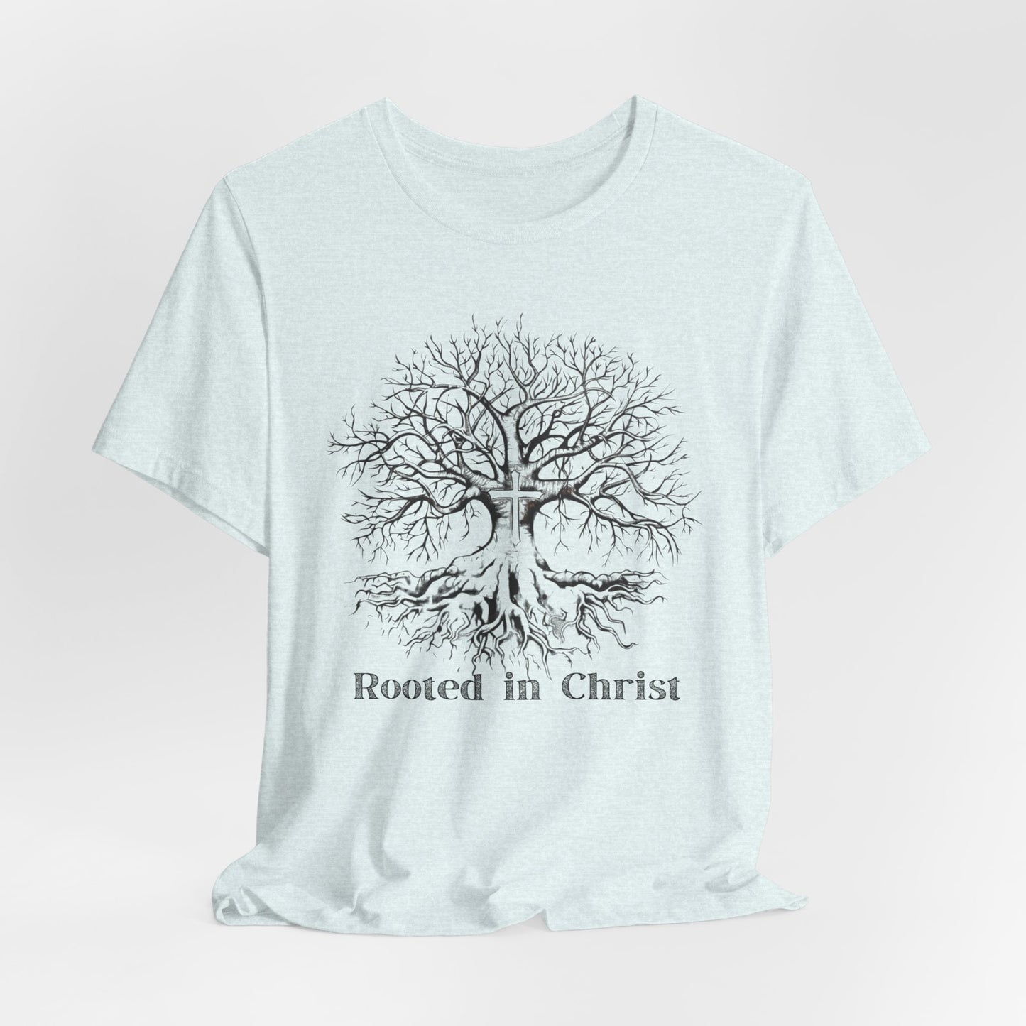 Rooted in Christ Unisex Jersey Short Sleeve Tee, Christian Merch, Jesus Loves You, Faith Based Shirt, Christian Apparel, Jesus Apparel