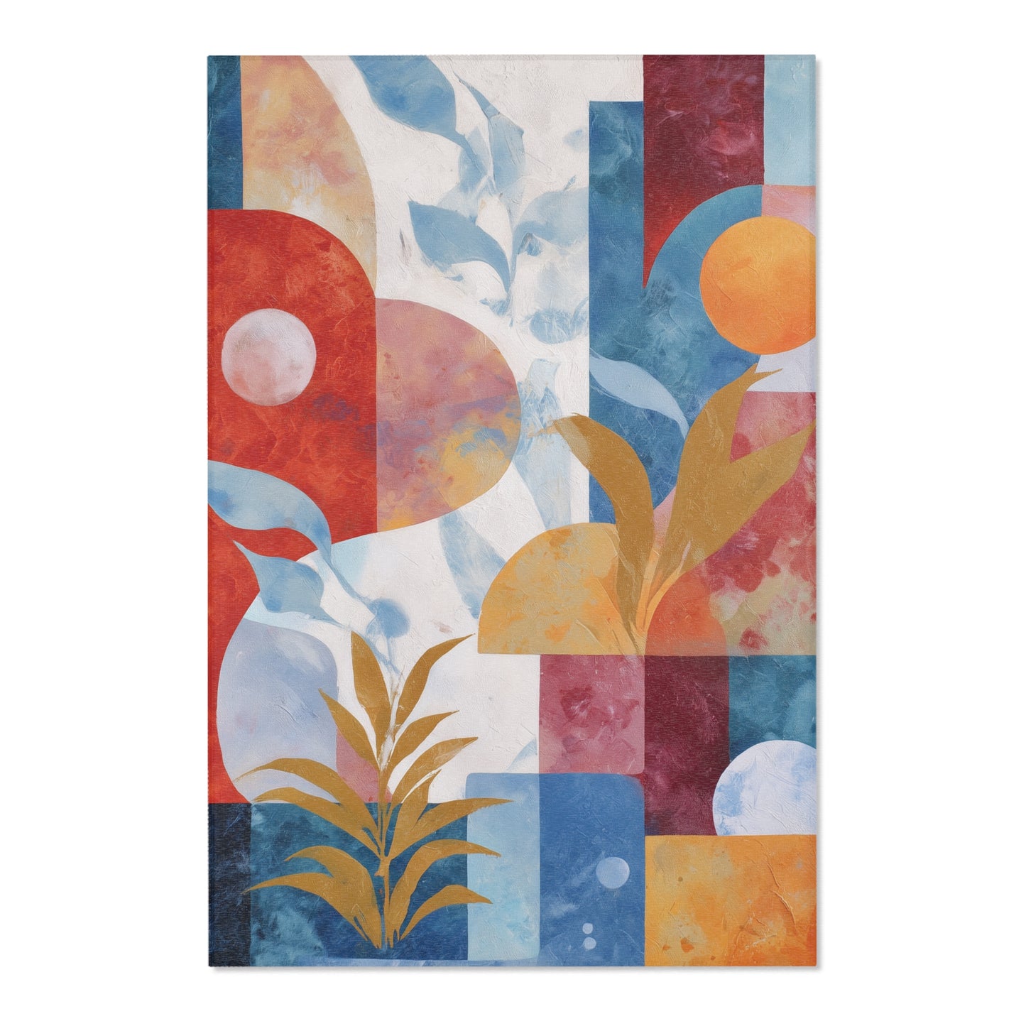 Modern Floral Boho Area Rug, Funky, Off White, & Unique Area Rugs, Custom Print Rug or Bathmat, 3 Sizes - 24x36 in, 36x60 in and 48x72 in