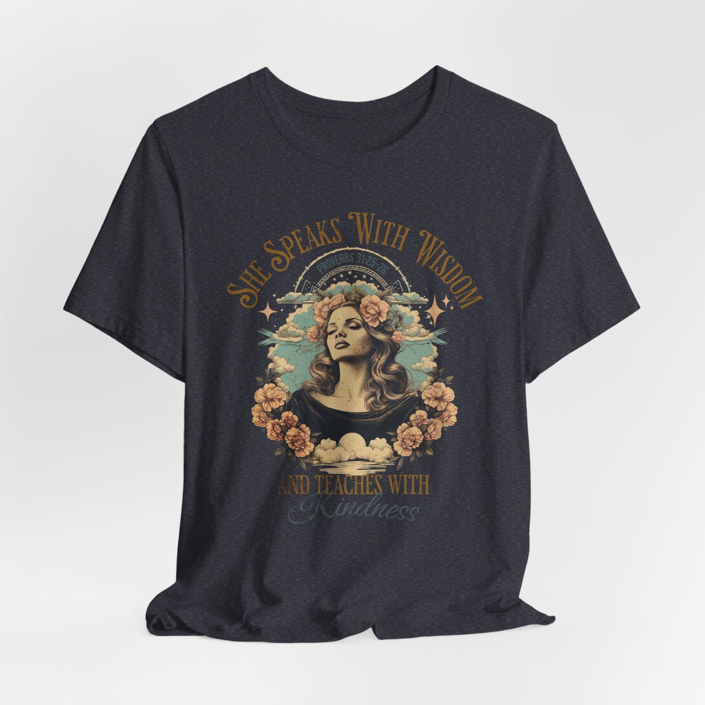 She Speaks with Wisdom T-Shirt - Unisex Jersey Short Sleeve Tee, Christian Merch, Christian Streetwear, Faith Based Shirt