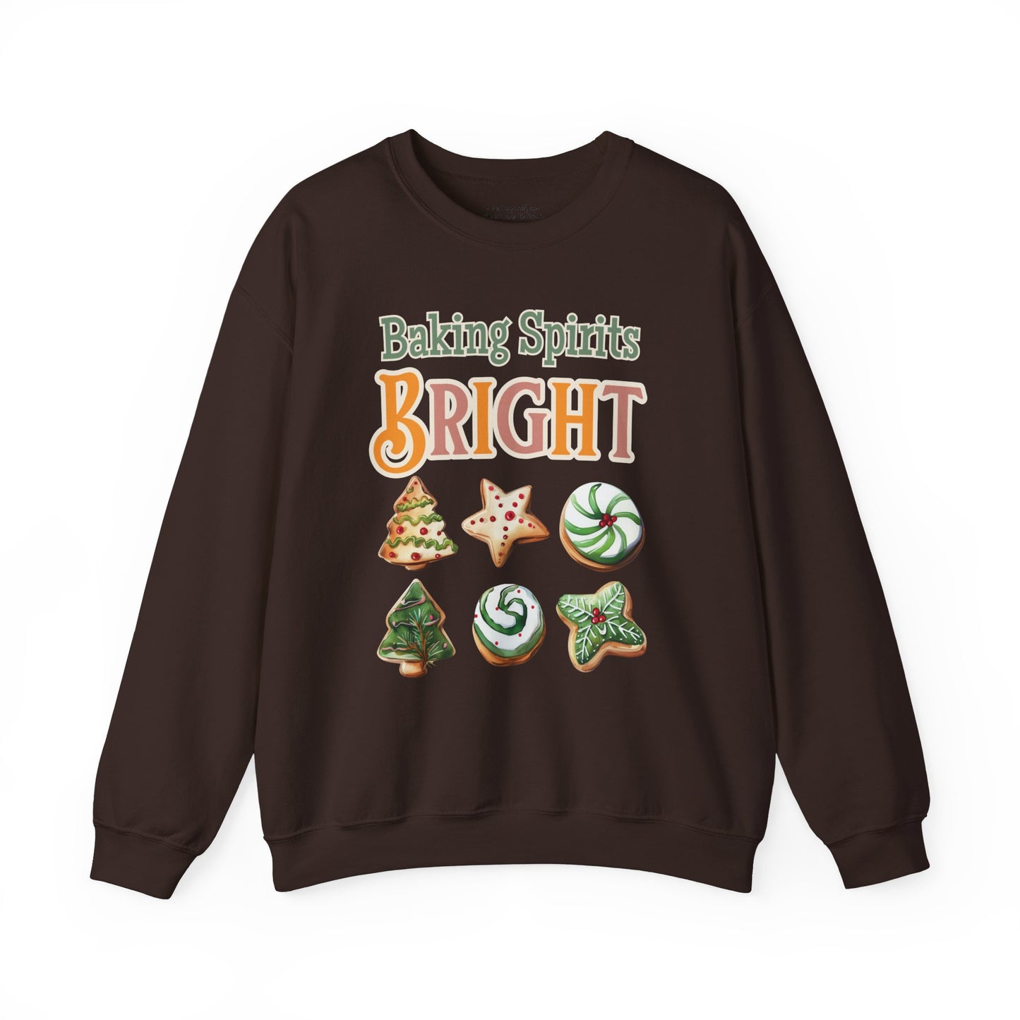 Baking Spirits Bright Cookie Sweatshirt, Unisex Heavy Blend™ Crewneck, Christmas Cookie, Baking Lover Gifts, Presents for Mom, Punny Shirt