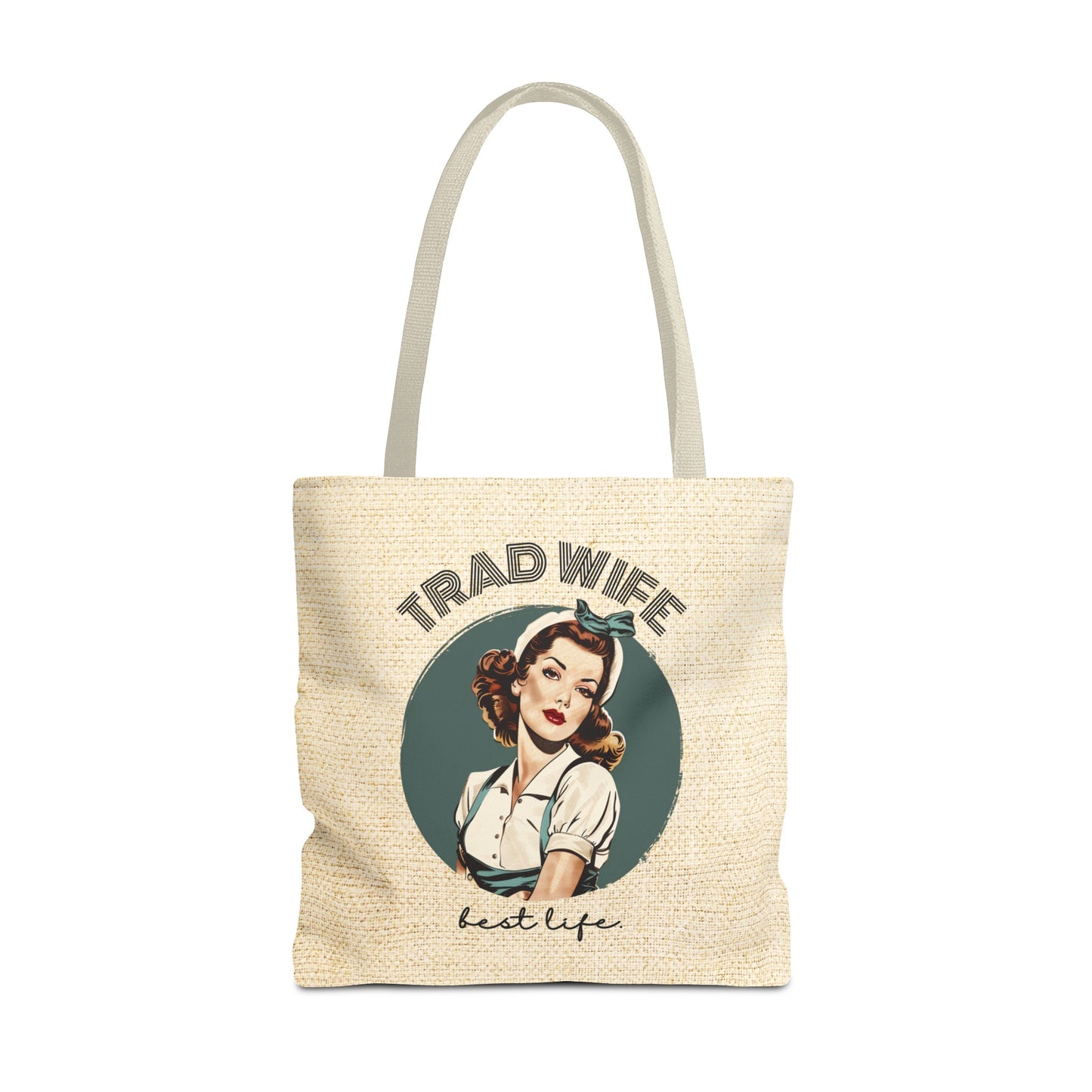 Trad Wife Tote Bag (AOP), Wifey Travel Bag, Wifely Gift, Vintage Housewife Overnight Bag, Trad Wife Accessories, Getaway Bag, Bible Bag, Book Bag, Beach Bag