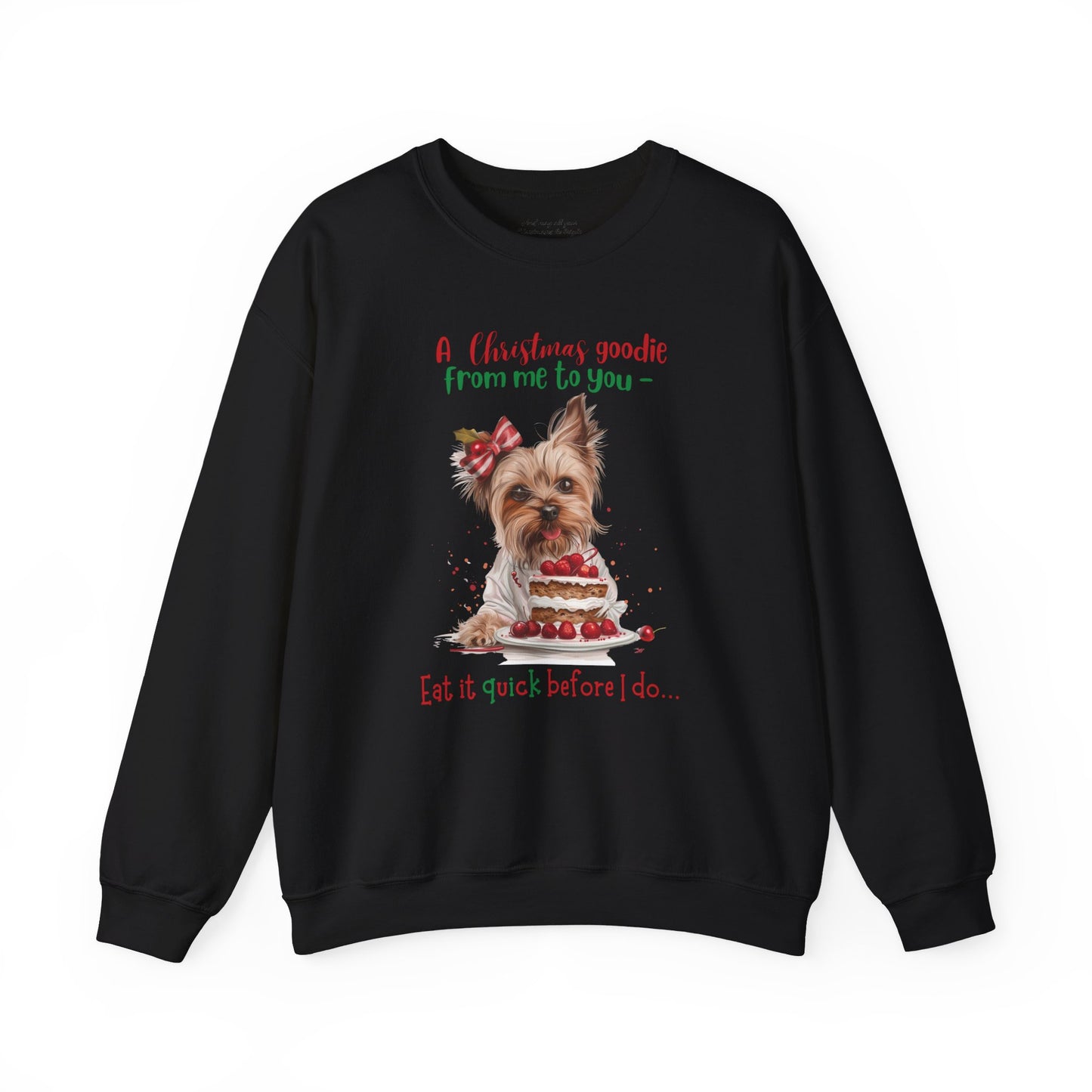 Cute Yorkie Christmas Sweatshirt, Unisex Heavy Blend™ Crewneck, Dog People or Veterinarian Gift, Dog Christmas Shirt, Cute Gift From Dog