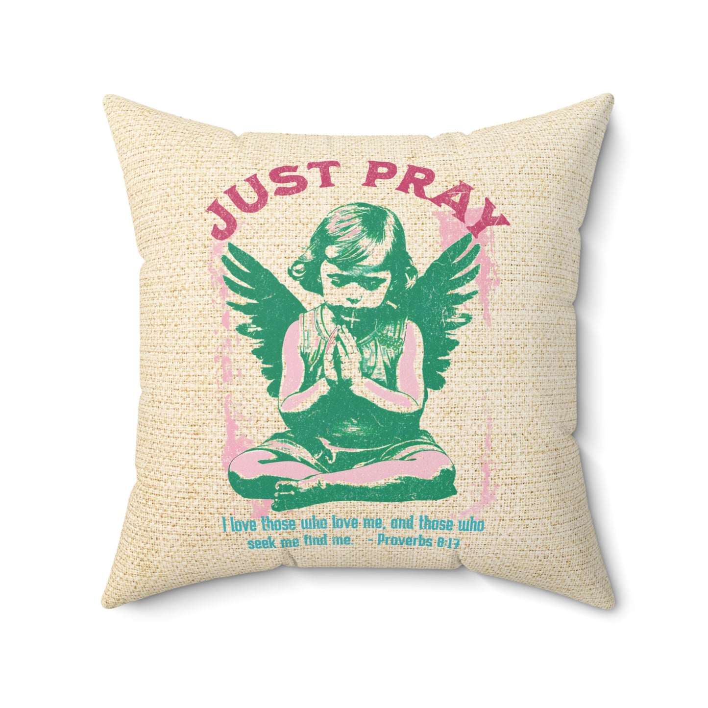Just Pray Throw Pillow, Spun Polyester Square, Christian Home Décor Items and Gifts, Religious Pillows, Gift for Christian Family and Friends