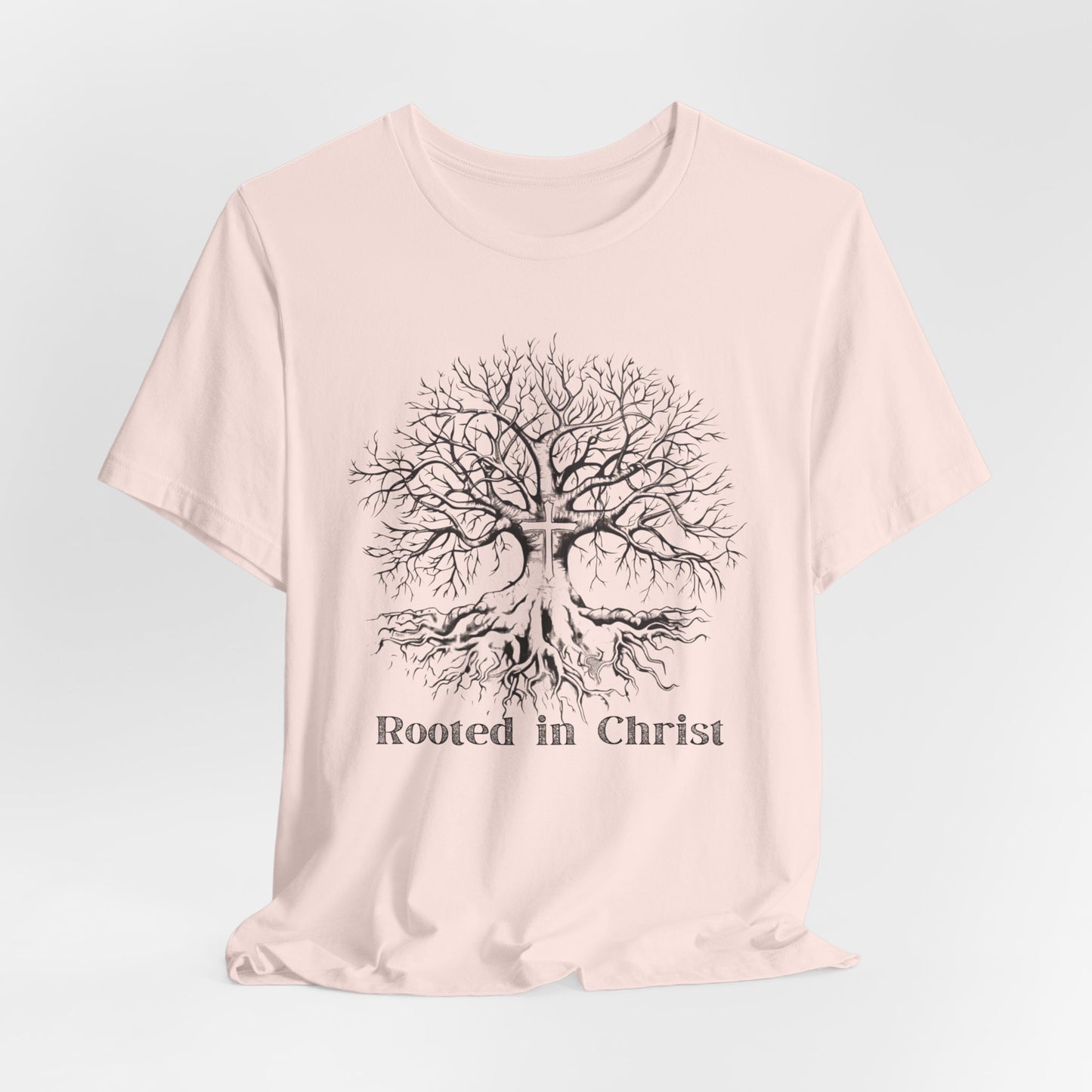 Rooted in Christ Unisex Jersey Short Sleeve Tee, Christian Merch, Jesus Loves You, Faith Based Shirt, Christian Apparel, Jesus Apparel