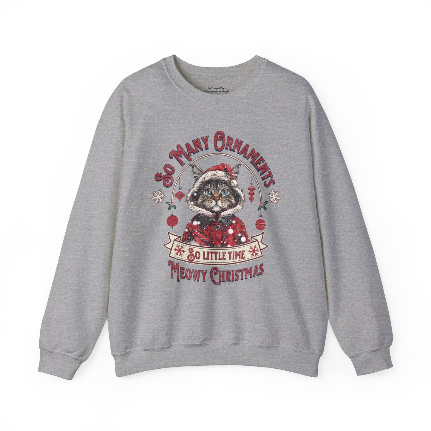 Meowy Christmas Cat Sweatshirt, Unisex Heavy Blend™ Crewneck, Cat Themed Gifts, Funny Cat Shirt, Cool Cat Sweater, Cat Mom Sweatshirt