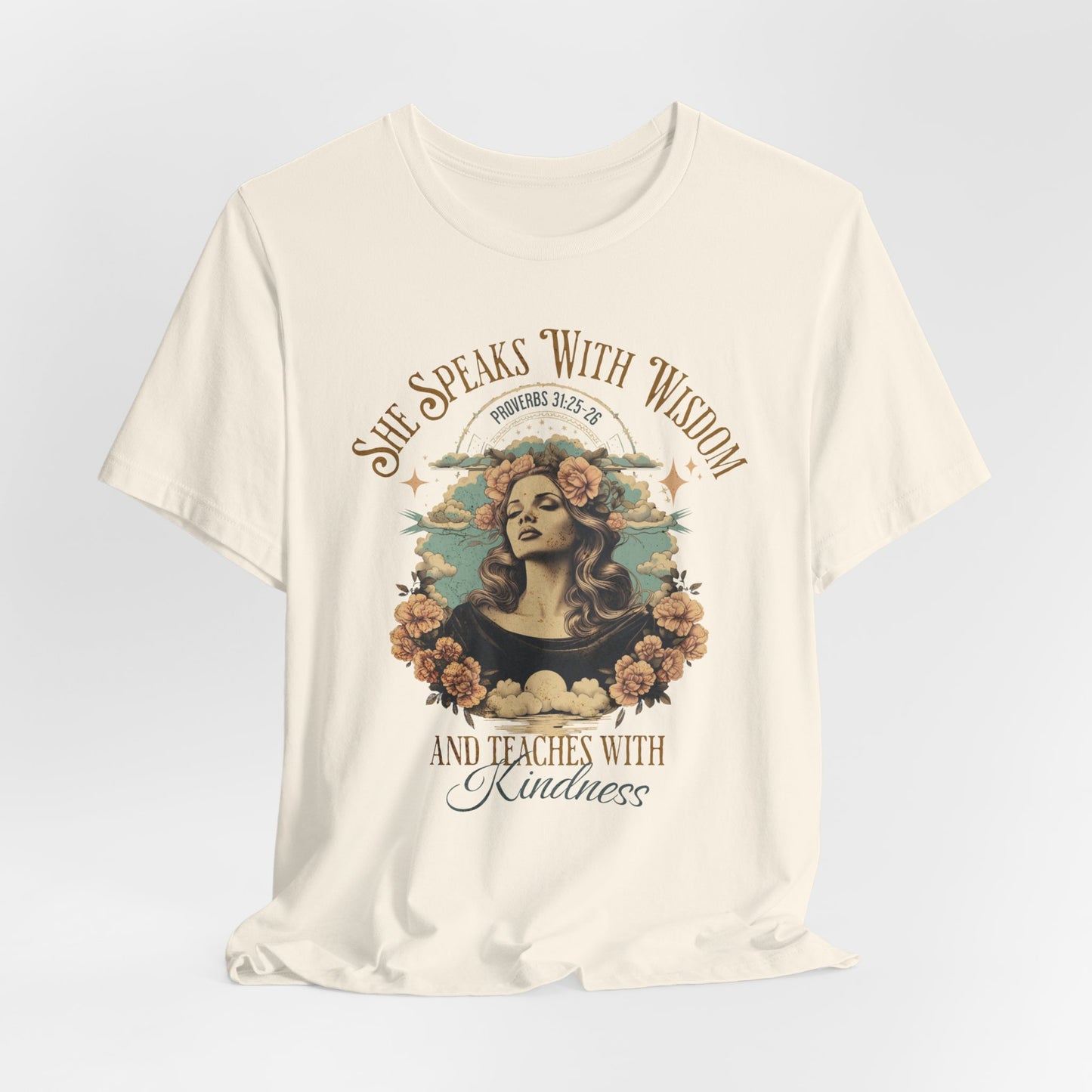 She Speaks with Wisdom T-Shirt - Unisex Jersey Short Sleeve Tee, Christian Merch, Christian Streetwear, Faith Based Shirt